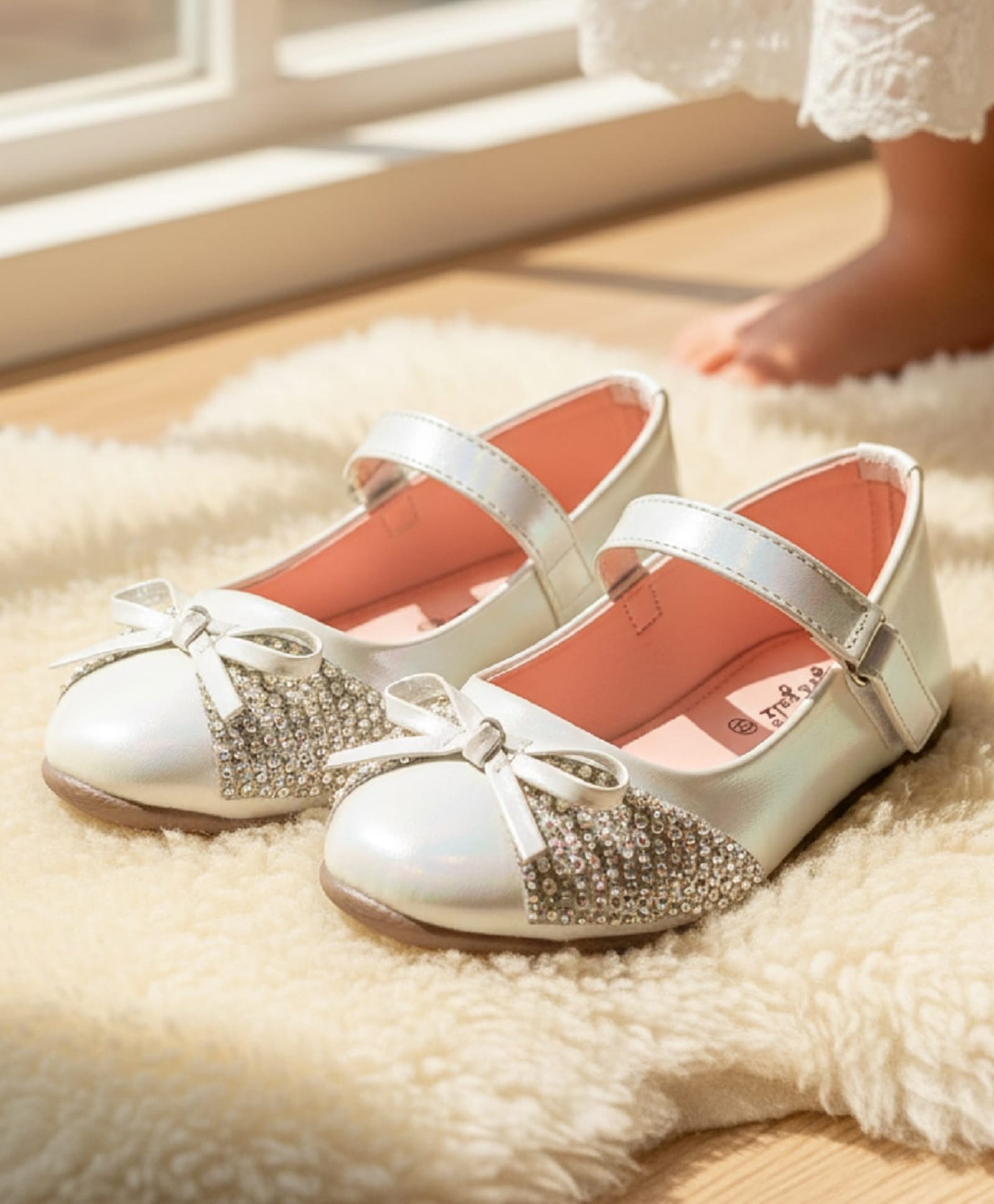 boyz n galz Stones Embellished Buckle Closure Mary Jane Ballerinas - White-image-26