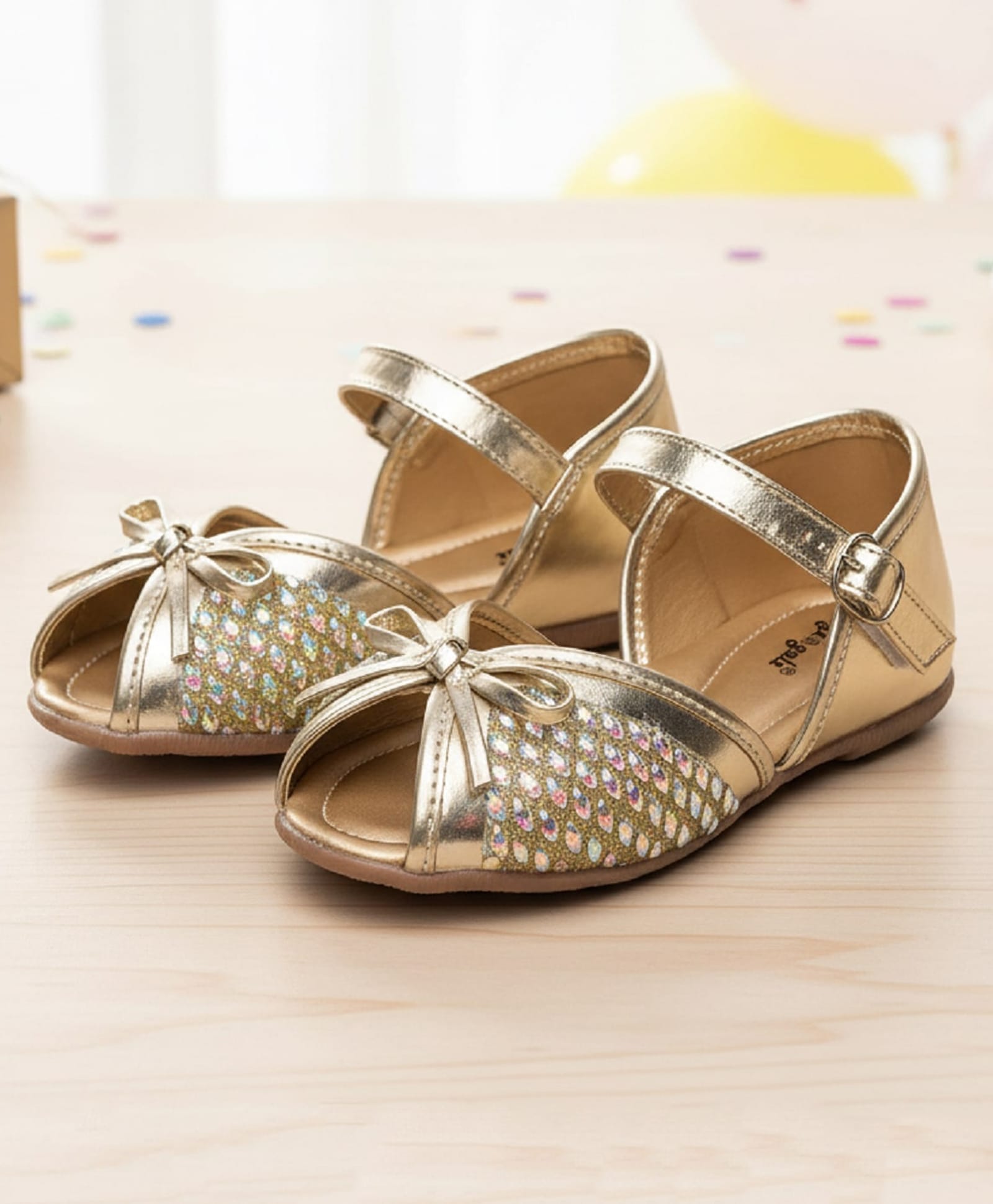 boyz n galz Stones Embellished Buckle Closure Mary Jane Ballerinas - Gold-image-23