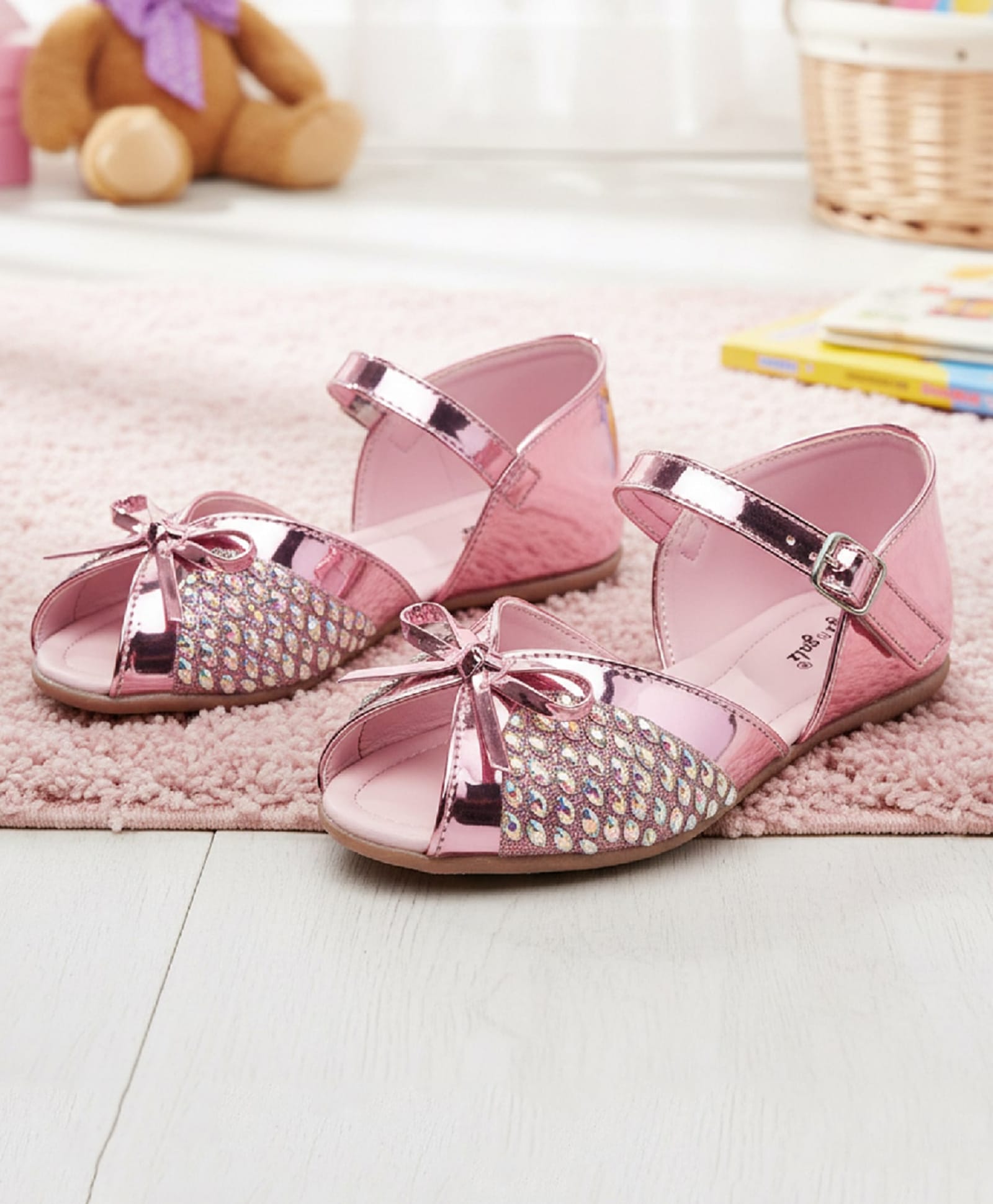 boyz n galz Stones Embellished Buckle Closure Mary Jane Ballerinas - Pink-picture-13
