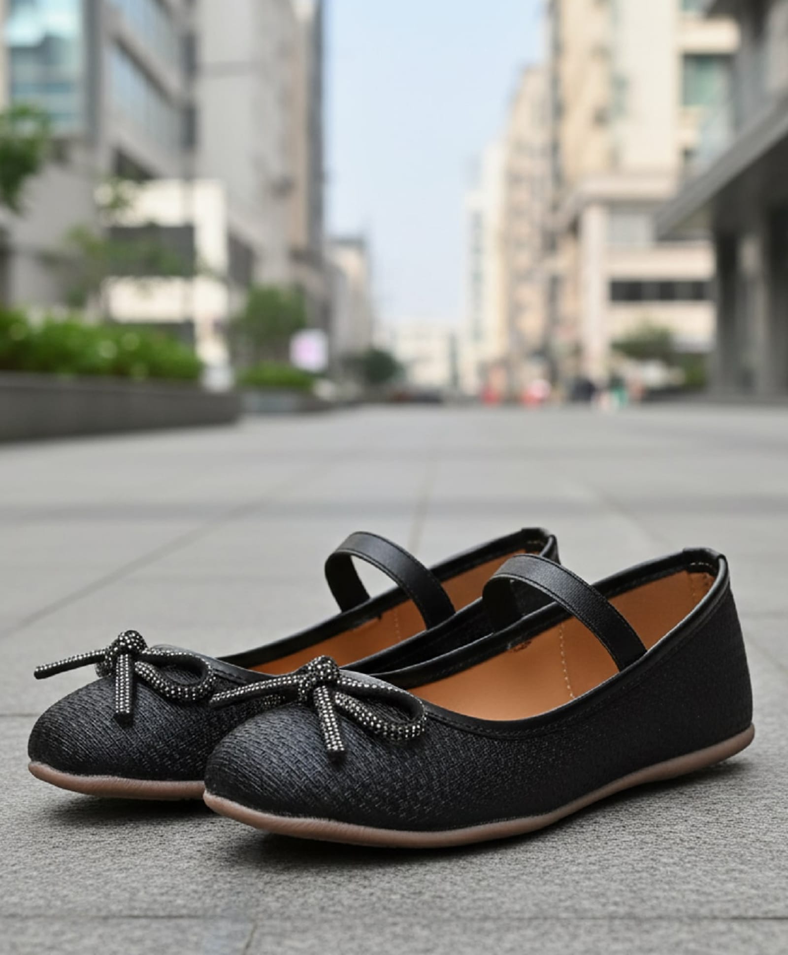 boyz n galz Shimmered Bow Applique Detailed Slip On Mary Jane Ballerinas - Black-image-32