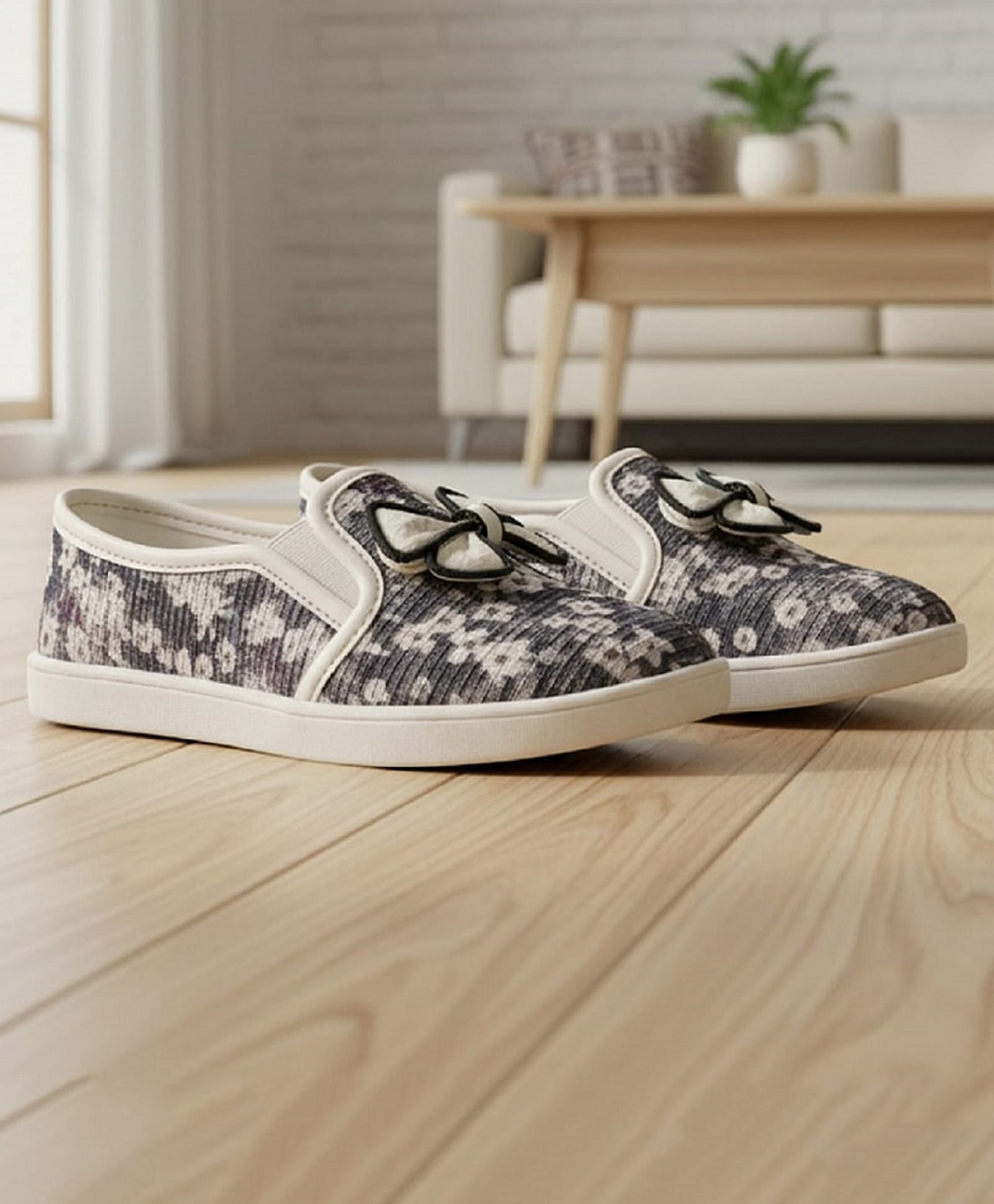 boyz n galz Bow Applique Detailed & Floral Designed Slip On Shoes - Black-image-37