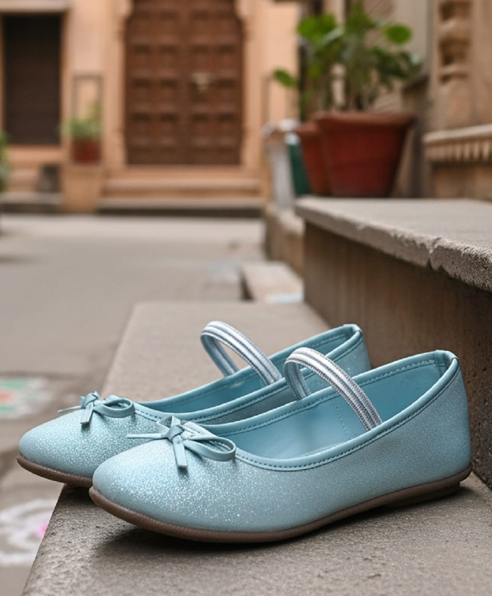boyz n galz Shimmered Bow Applique Detailed Slip On Mary Jane Ballerinas - Sky Blue-image-27