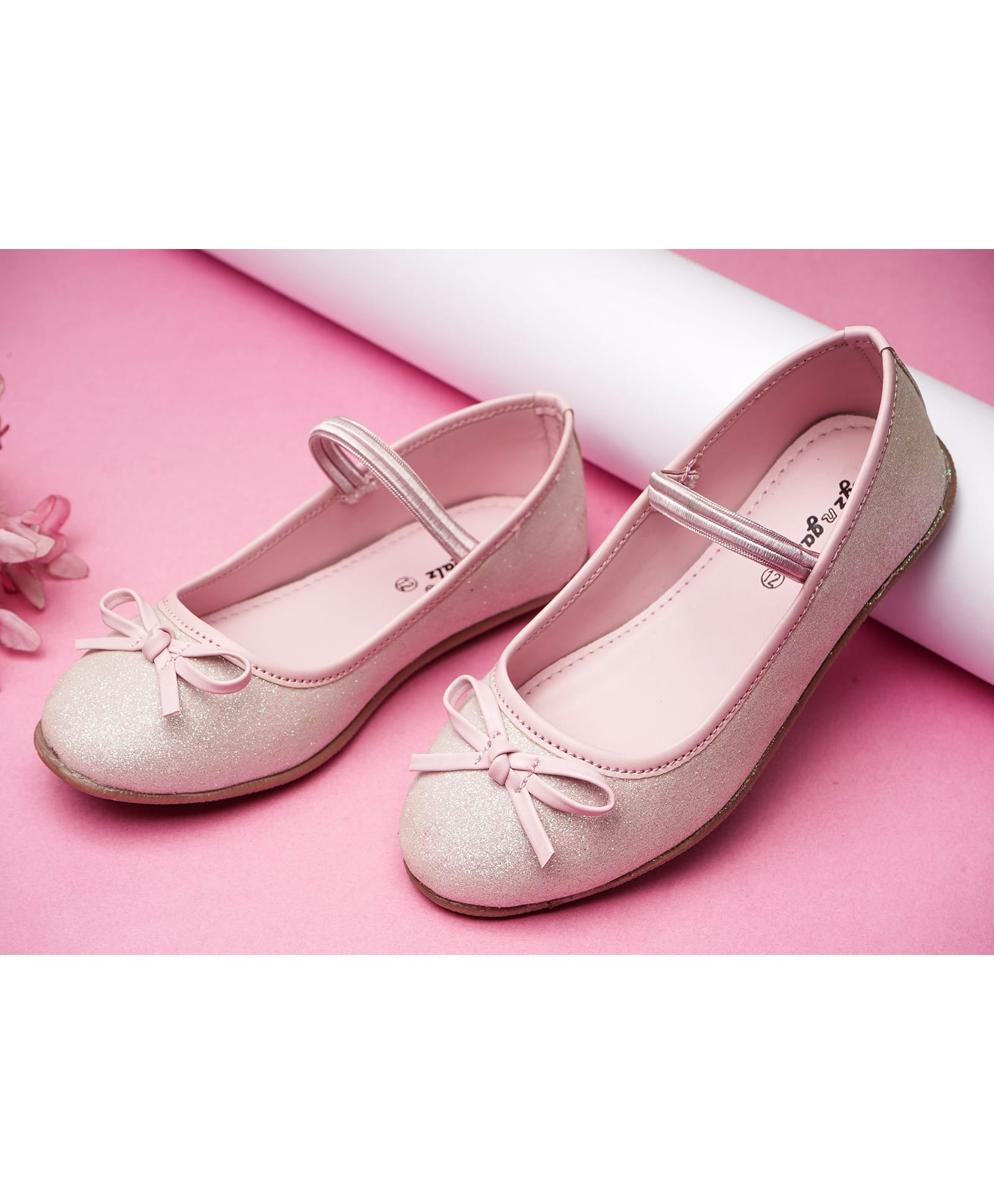 boyz n galz Shimmered Bow Applique Detailed Slip On Mary Jane Ballerinas - Pink-image-3