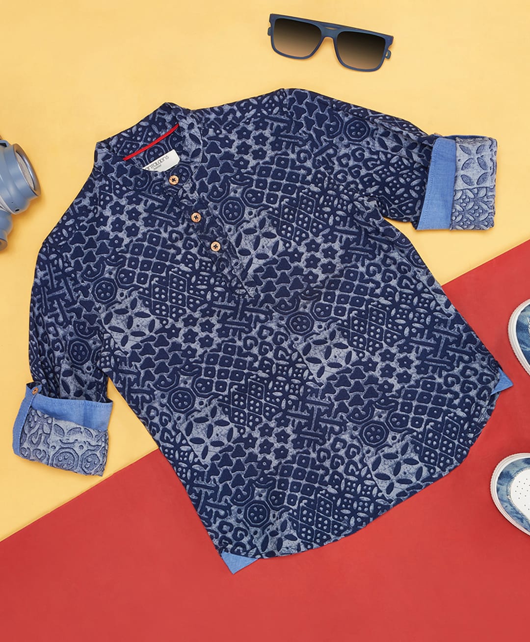 Pantaloons Junior Cotton Woven Full Sleeves Abstract Printed Shirt - Navy Blue-picture-35