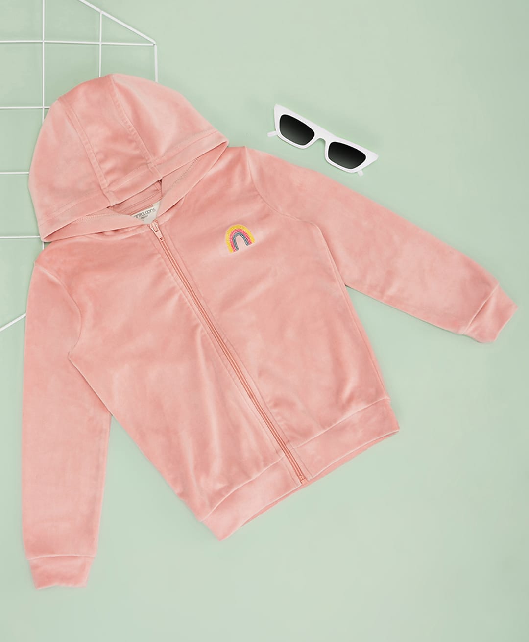 Pantaloons Junior Knit Full Sleeves Solid Light Winter Hoodie - Peach-picture-34