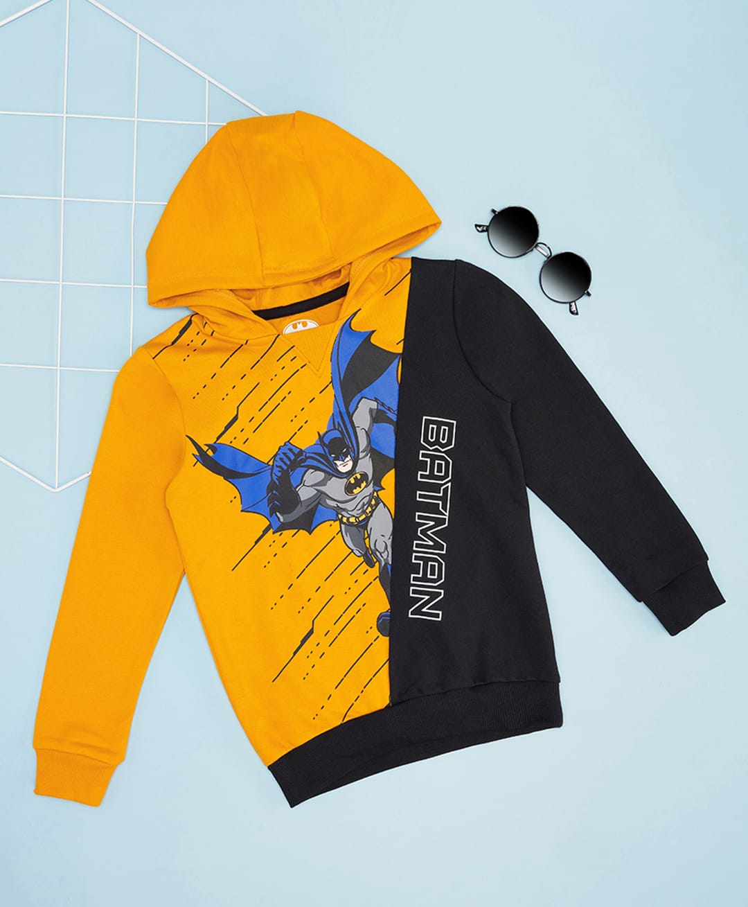 Pantaloons Junior Cotton Knit DC Comics Batman Featuring Full Sleeves Typography Printed Light Winter Sweatshirt - Golden-picture-31