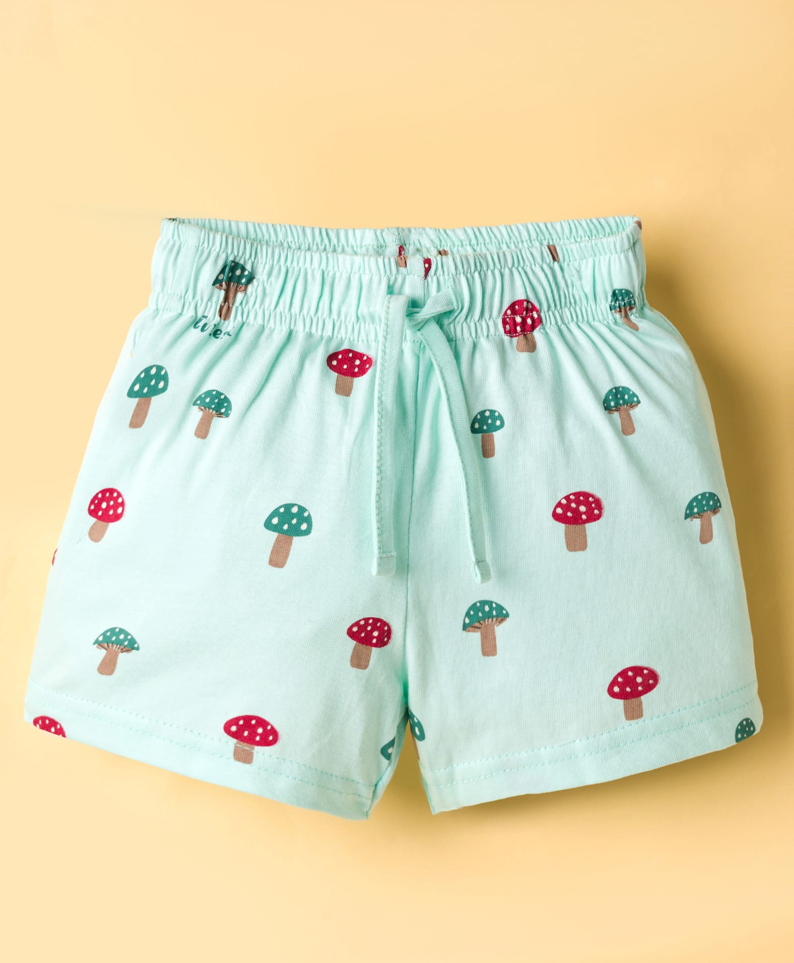 Ollypop Sinker Knit Knee Length Shorts with Mushroom Print - Turquoise-picture-35