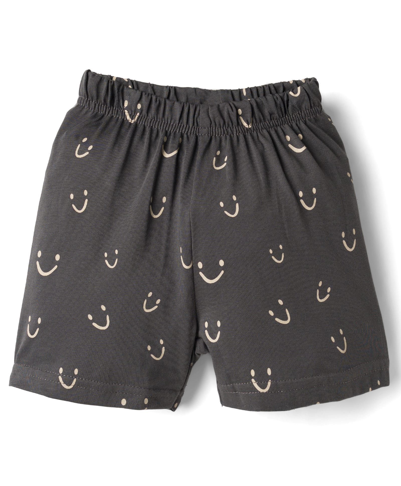 Ollypop Sinker Knit Knee Length Shorts with Smiley Print - Grey-picture-27