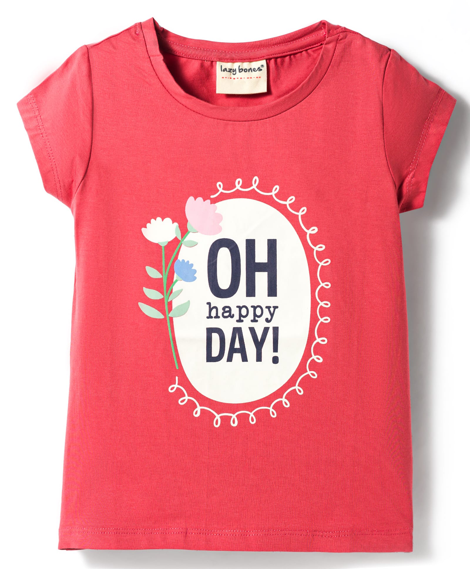 Lazy Bones Sinker Knit Half Sleeves Floral Printed Top - Red-picture-11