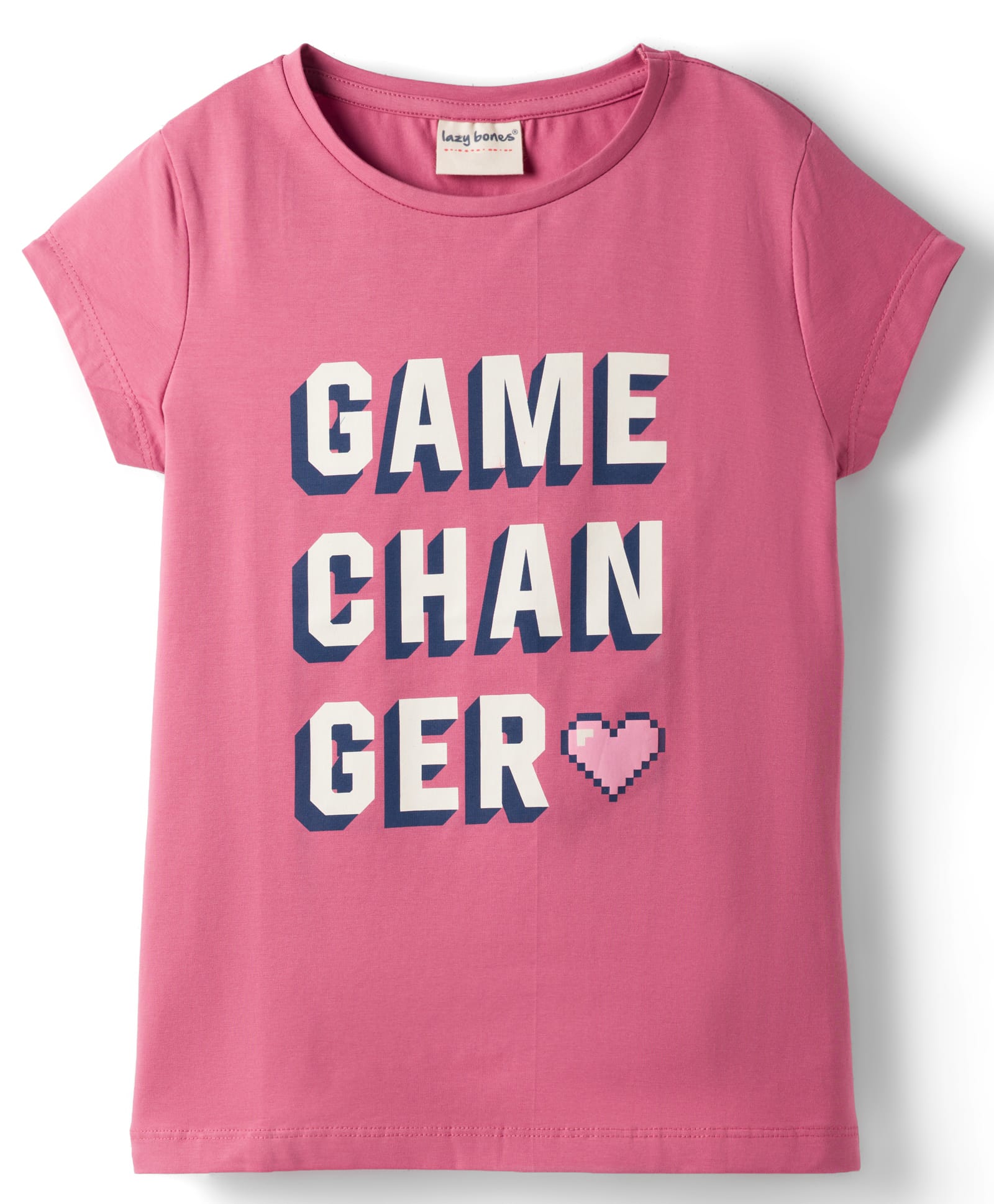 Lazy Bones Sinker Knit Half Sleeves Top With Text Print - Pink-picture-21