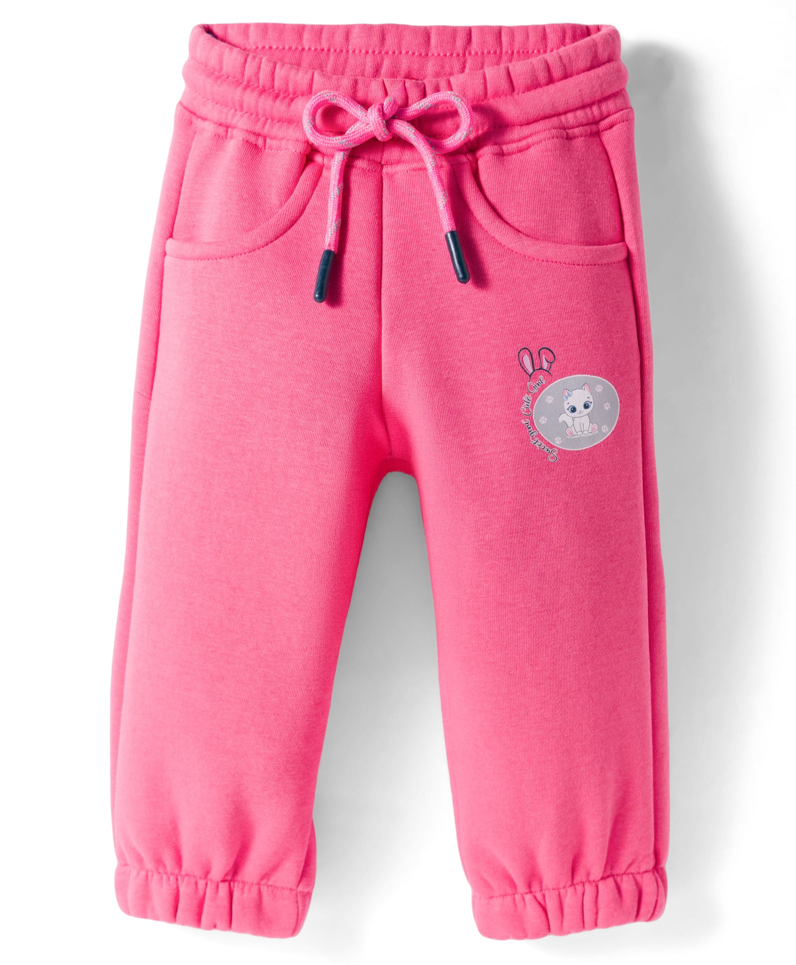 Olio Kids Knit Full Length Lounge Pant With Kitty Print - Light Red-picture-21