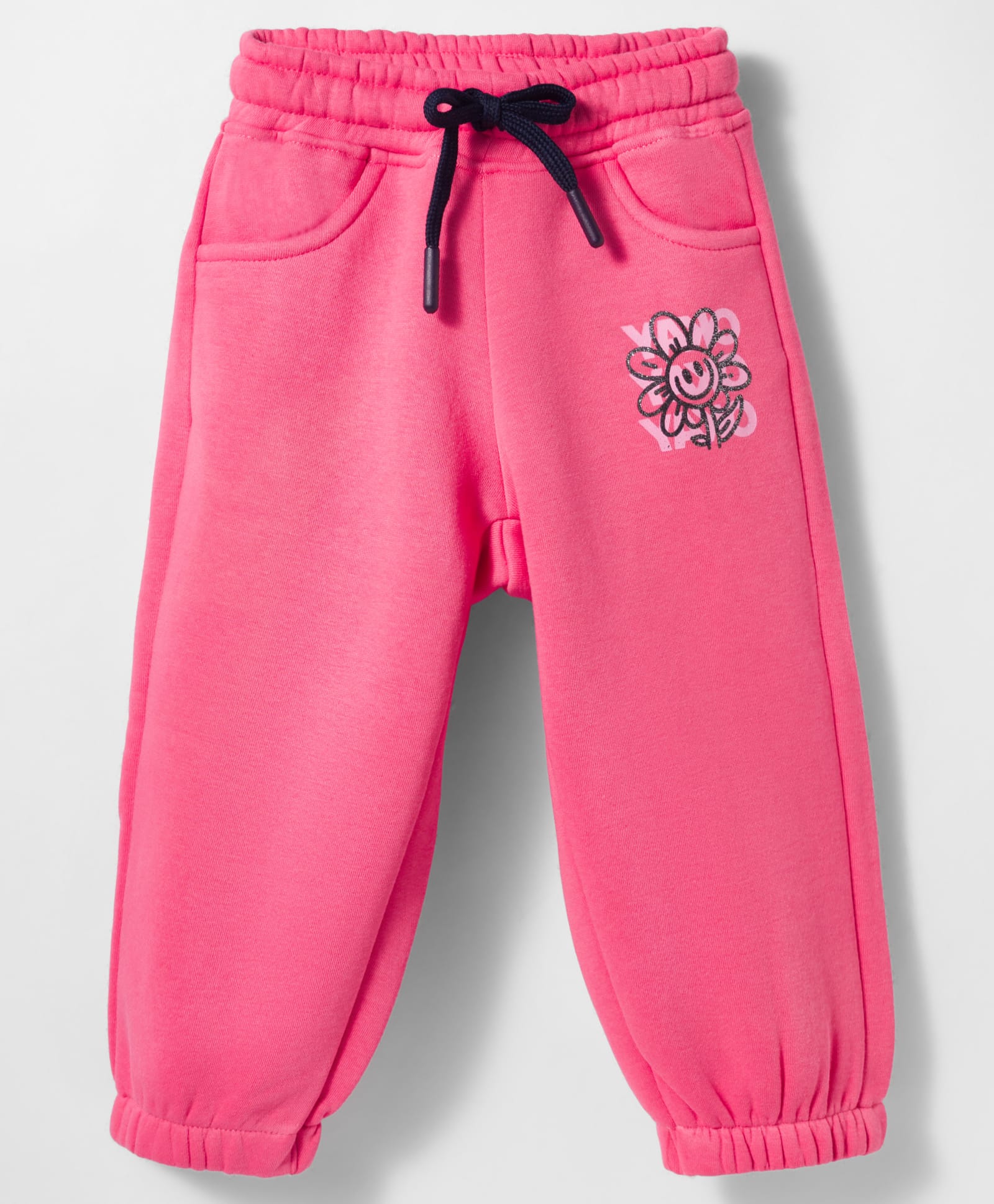 Olio Kids Knitted Full Length Lounge Pant with Floral Print - Dark Pink-picture-10