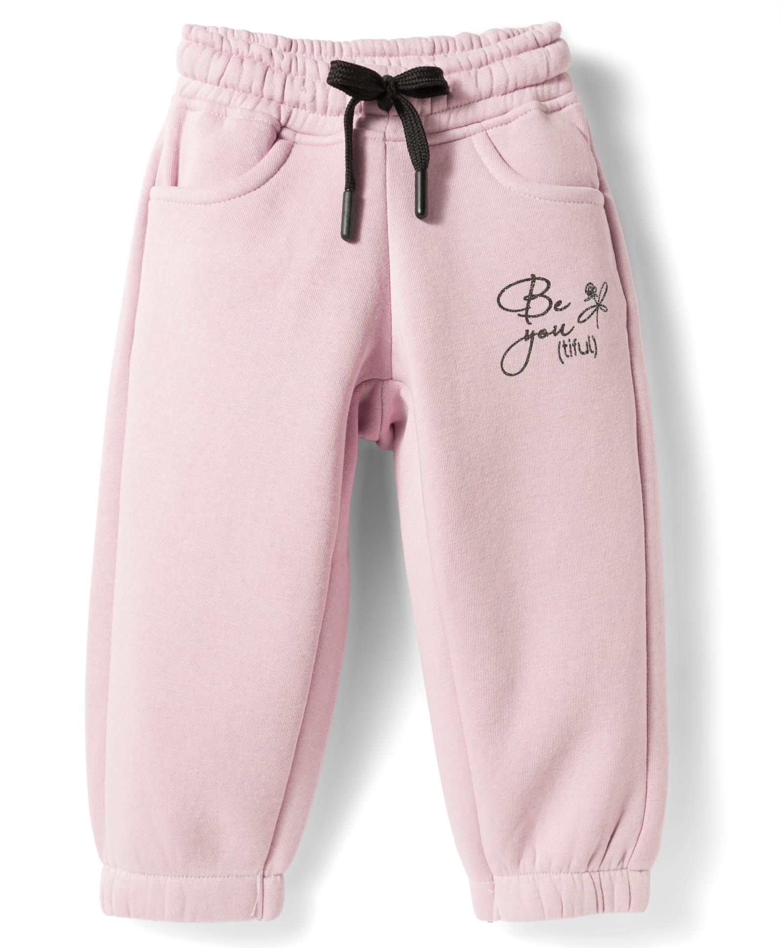 Olio Kids Knitted Full Length Lounge Pant with Text Print - Purple-picture-27