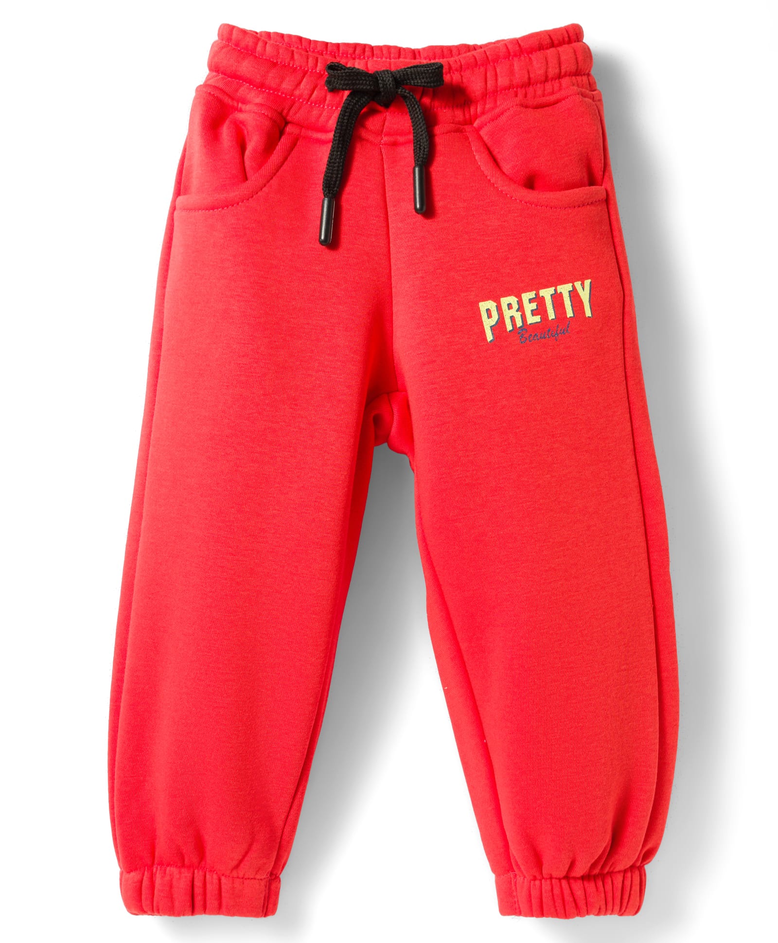 Olio Kids Knitted Full Length Lounge Pant with Text Print - Red-picture-49