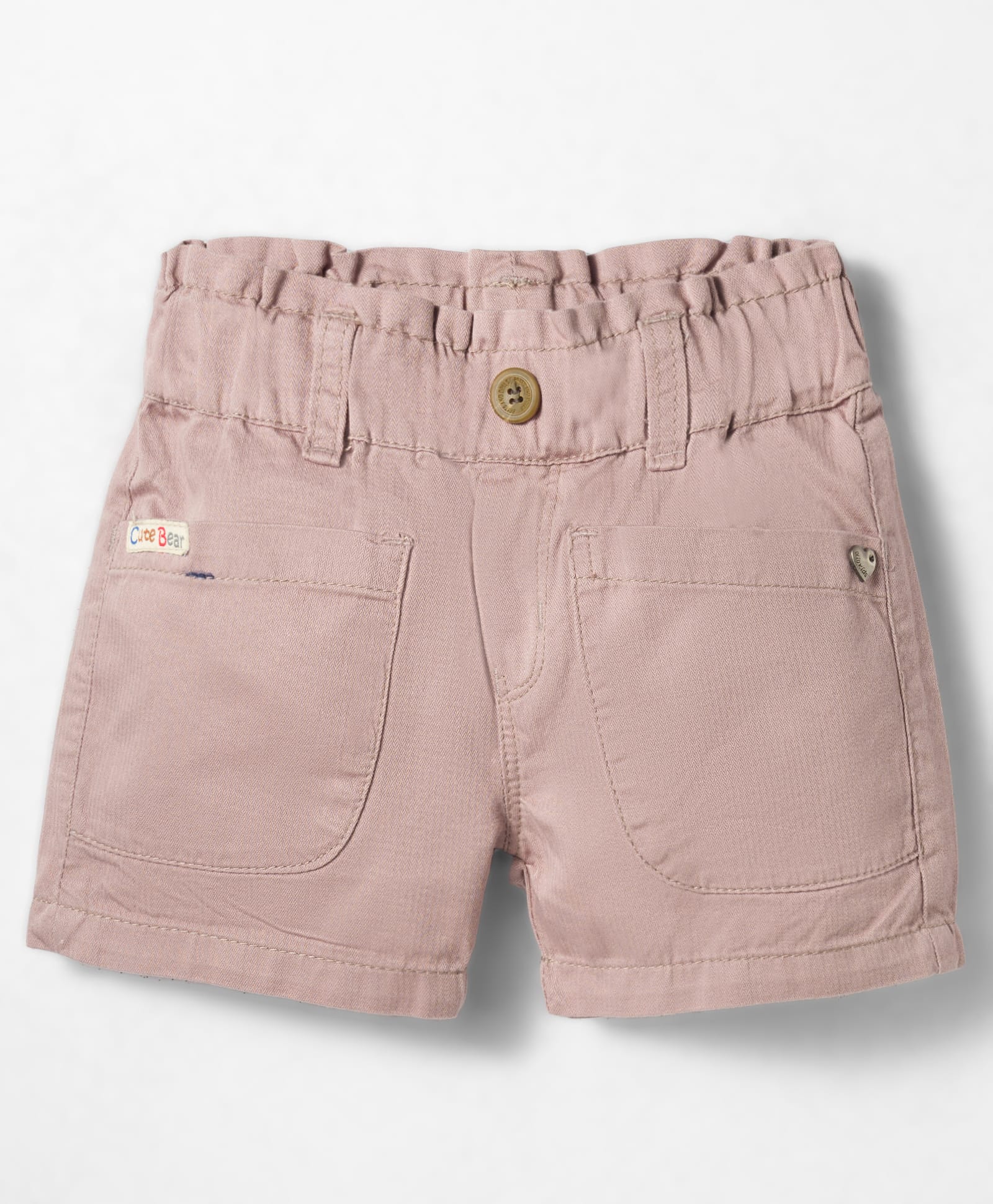 Olio Kids Cotton Knit Above Knee Length Solid Shorts With Patch - Purple-picture-25