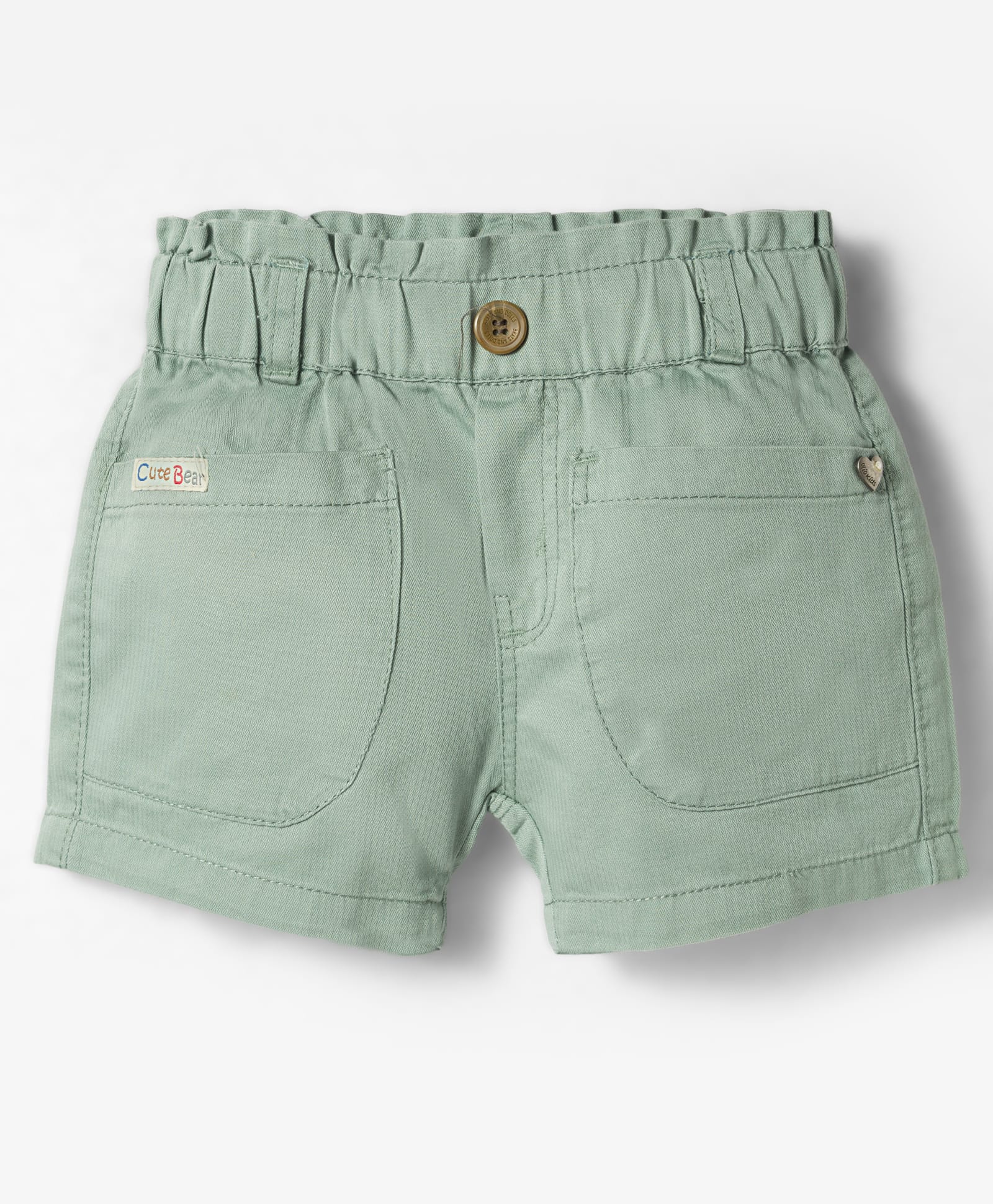 Olio Kids Cotton Knit Above Knee Length Solid Shorts With Patch - Light Green-image-48