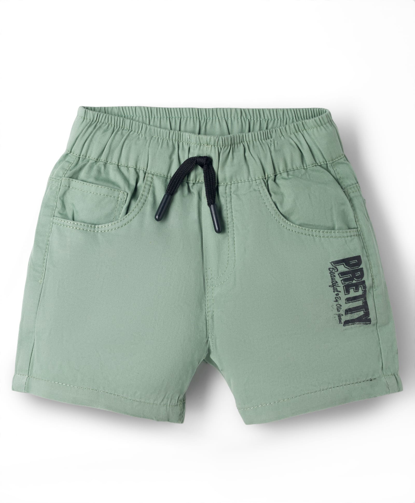 Olio Kids Cotton Knit Above Knee Length Text Printed Shorts -Light Green-picture-15