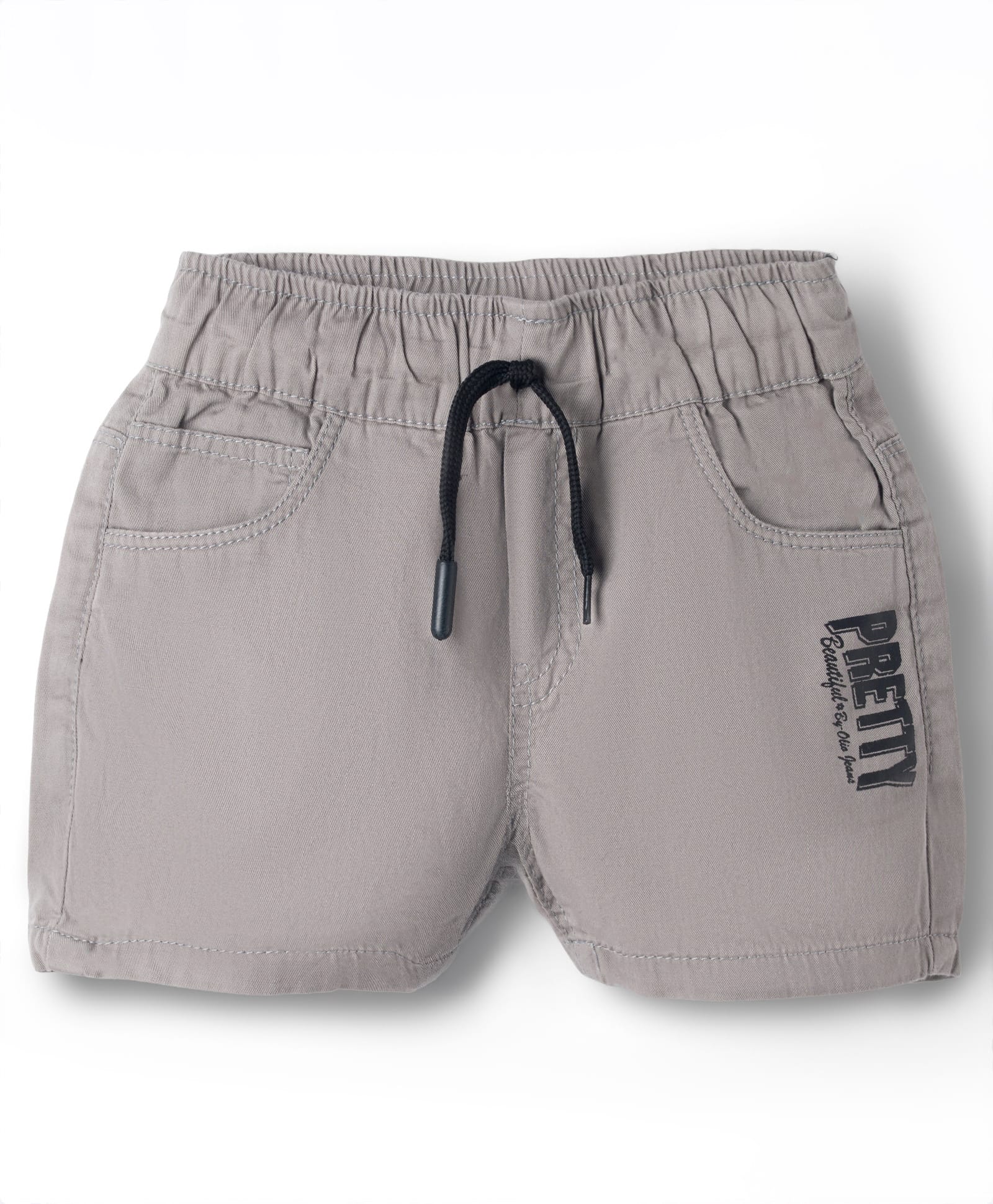 Olio Kids Cotton Knit Above Knee Length Text Printed Shorts -Grey-picture-23