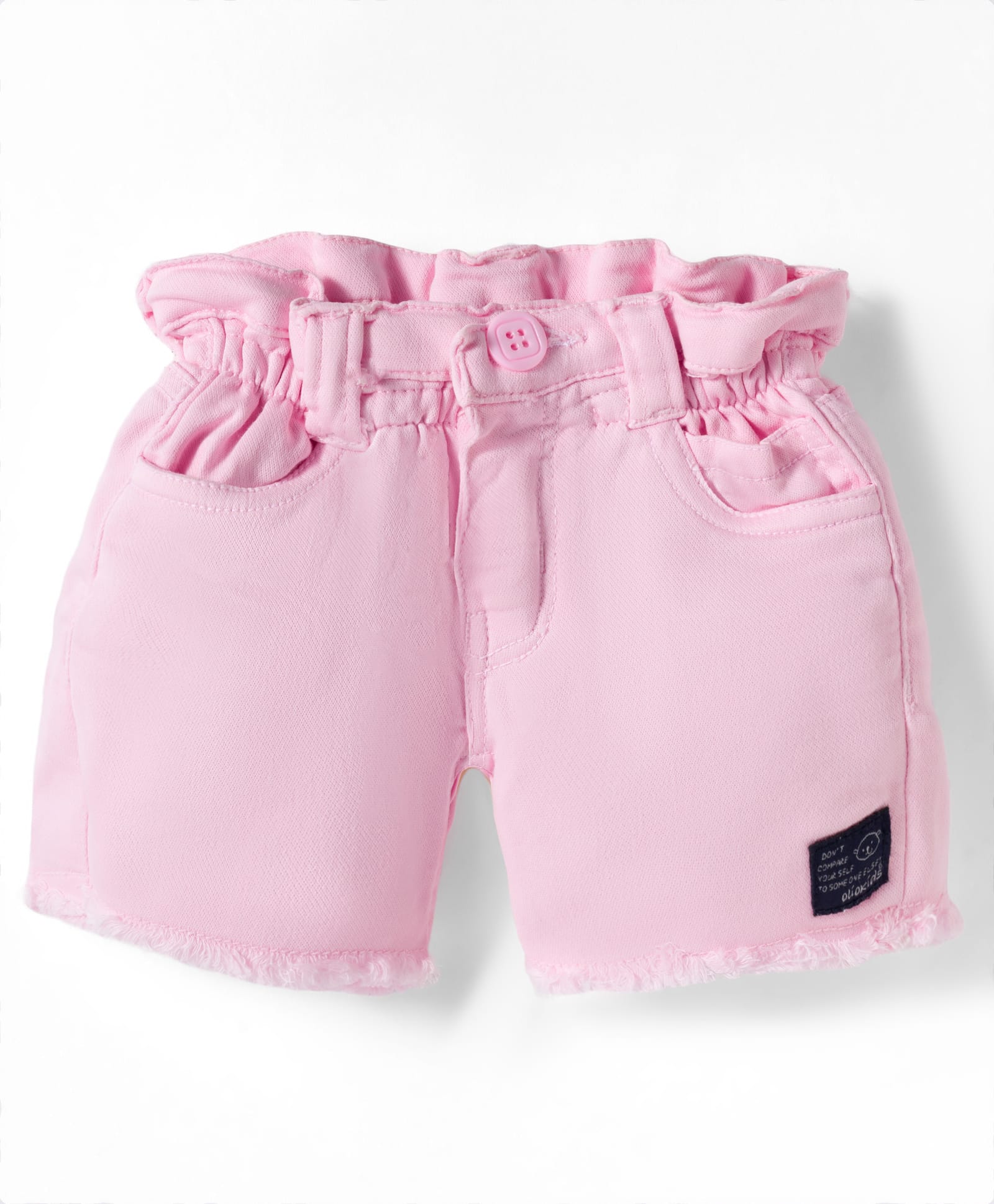 Olio Kids Cotton Knit Above Knee Length Solid Shorts - Pink-picture-27
