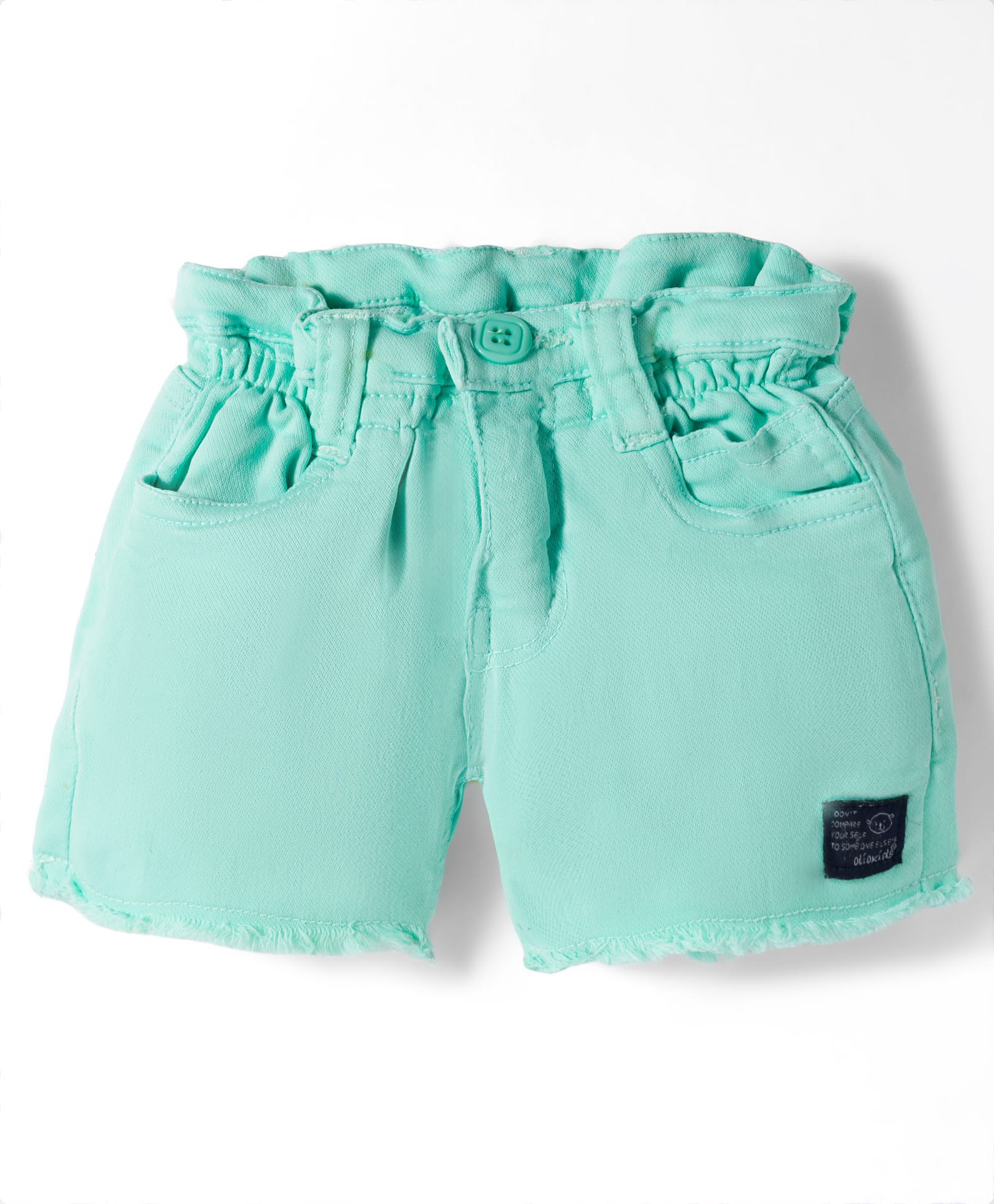 Olio Kids Cotton Knit Above Knee Length Solid Shorts - Sea Green-picture-22