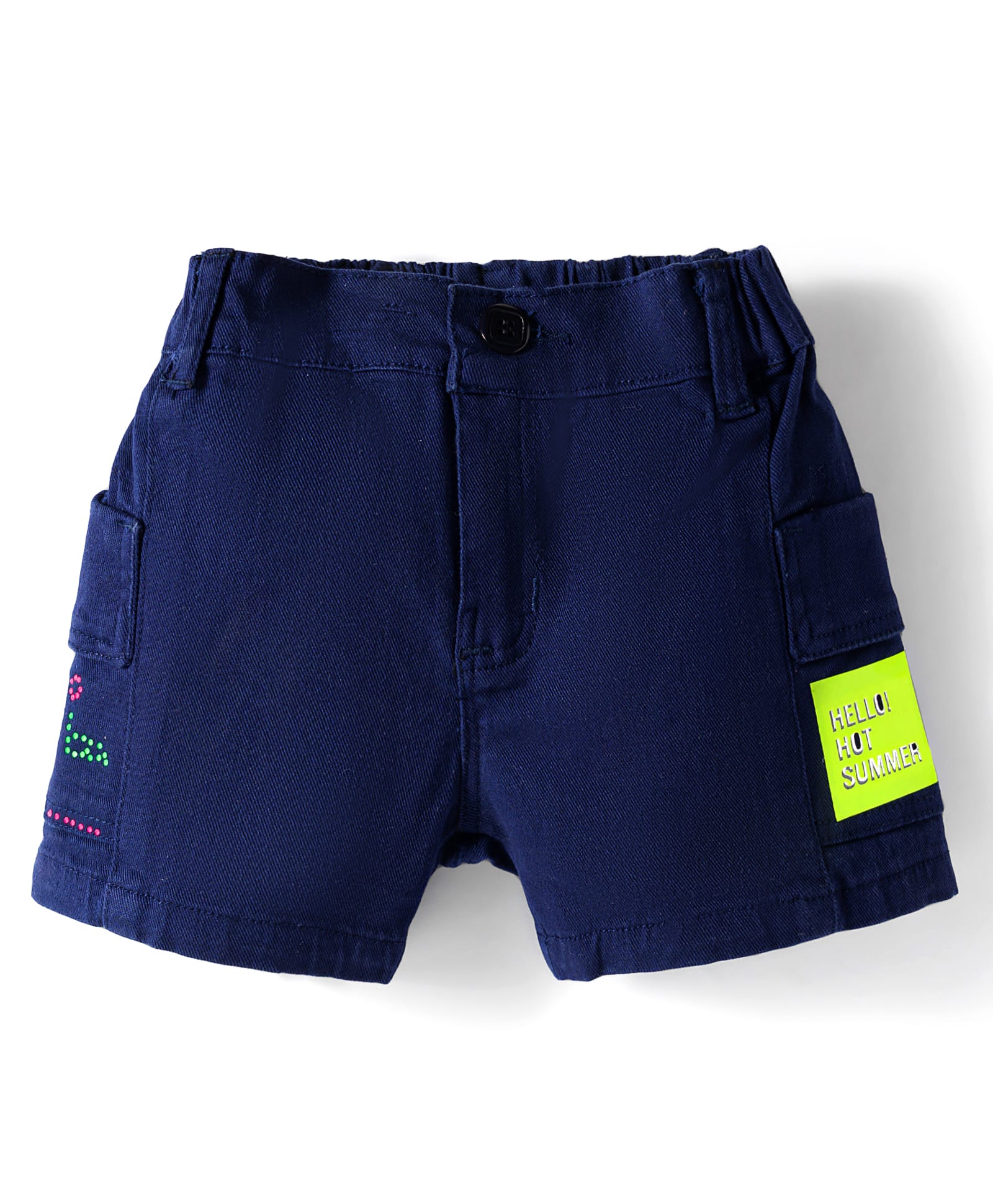 Olio Kids Cotton Knit Above Knee Length Shorts With Text Print - Navy Blue-picture-36