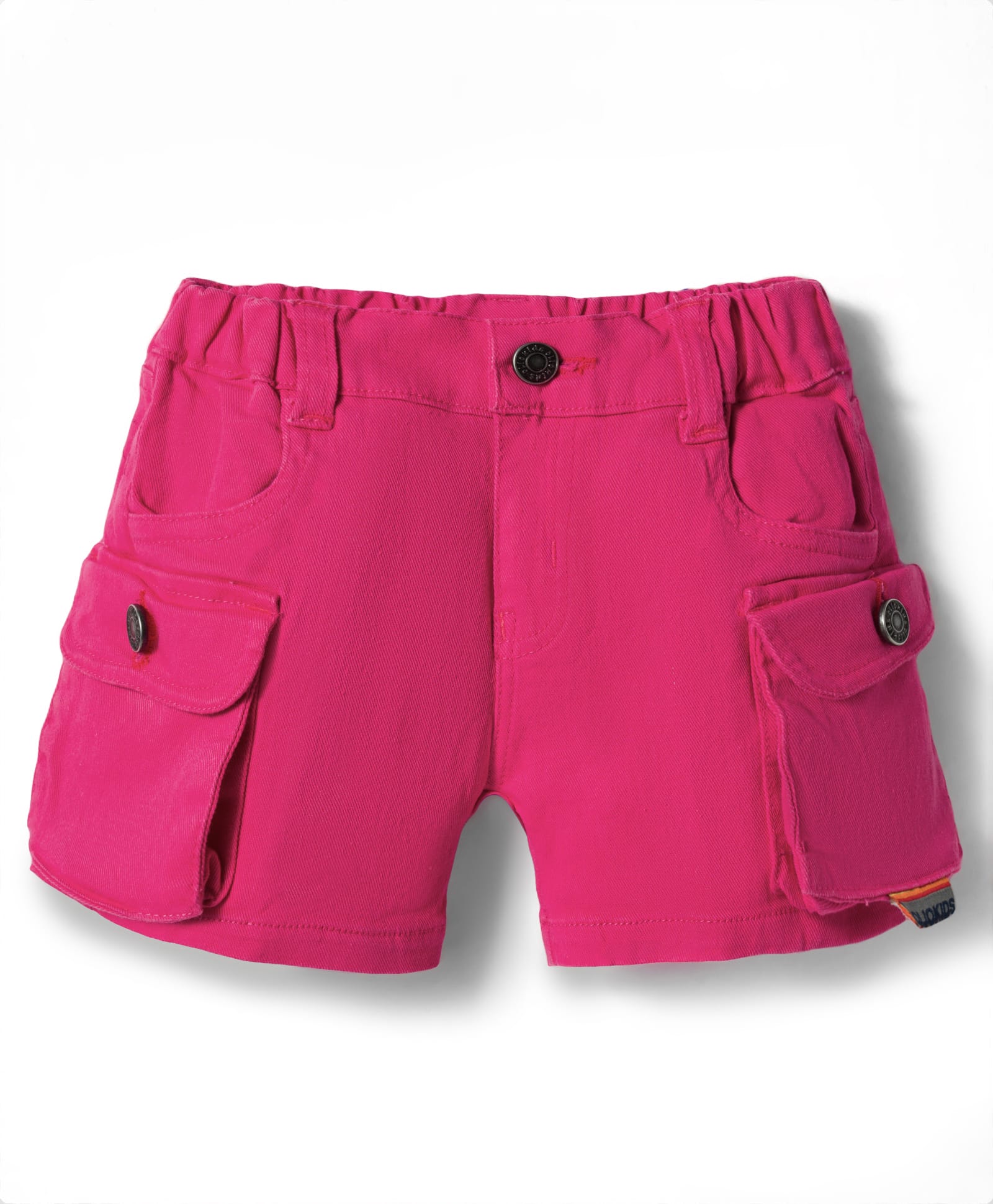 Olio Kids Cotton Knit Above Knee Length Solid Shorts With Pockets - Fuchsia-picture-24