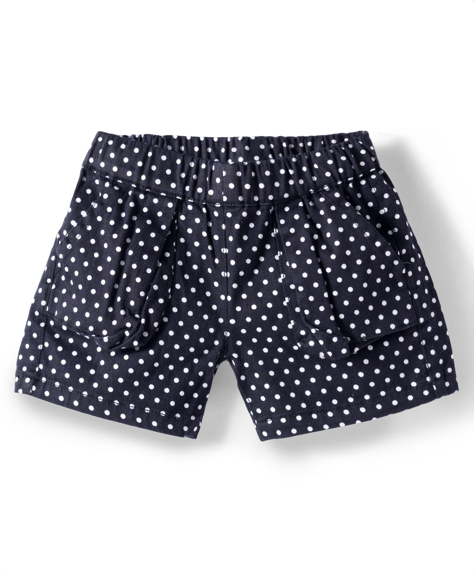 Olio Kids Cotton Knit Above Knee Length Polka Dots Printed Shorts with Pockets - Black-picture-20
