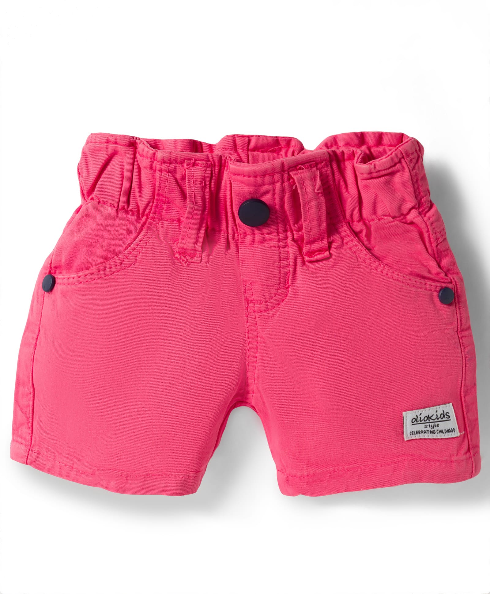 Olio Kids Cotton Knit Above Knee Length Solid Shorts - Pink-image-44