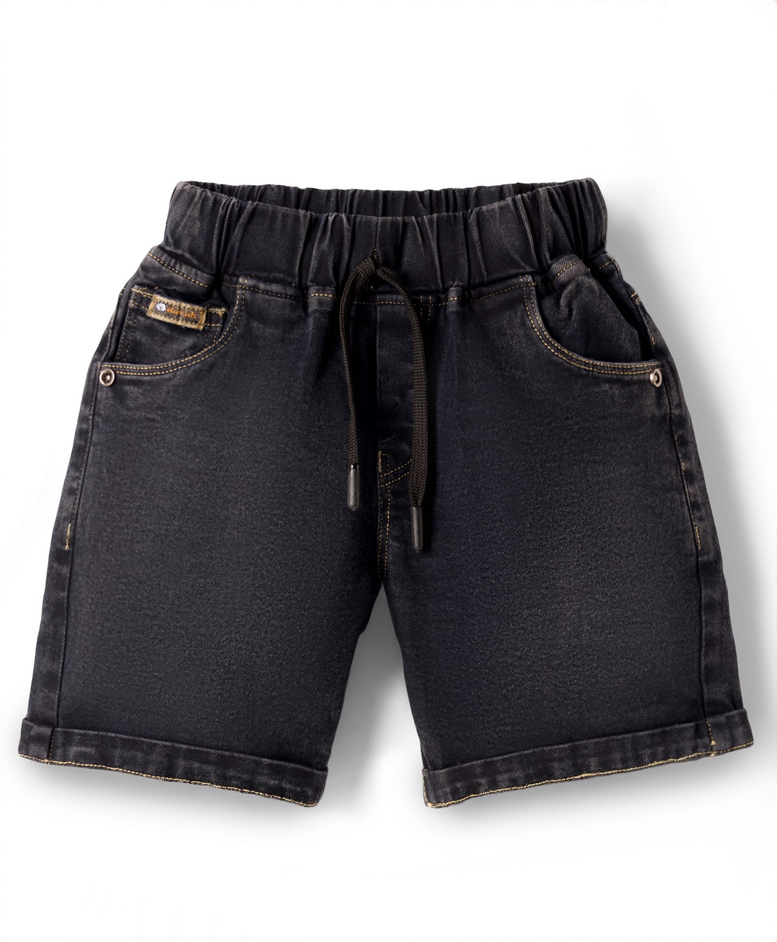 Olio Kids Denim Knit Above Knee Length Solid Shorts with Pockets - Navy Blue-picture-14