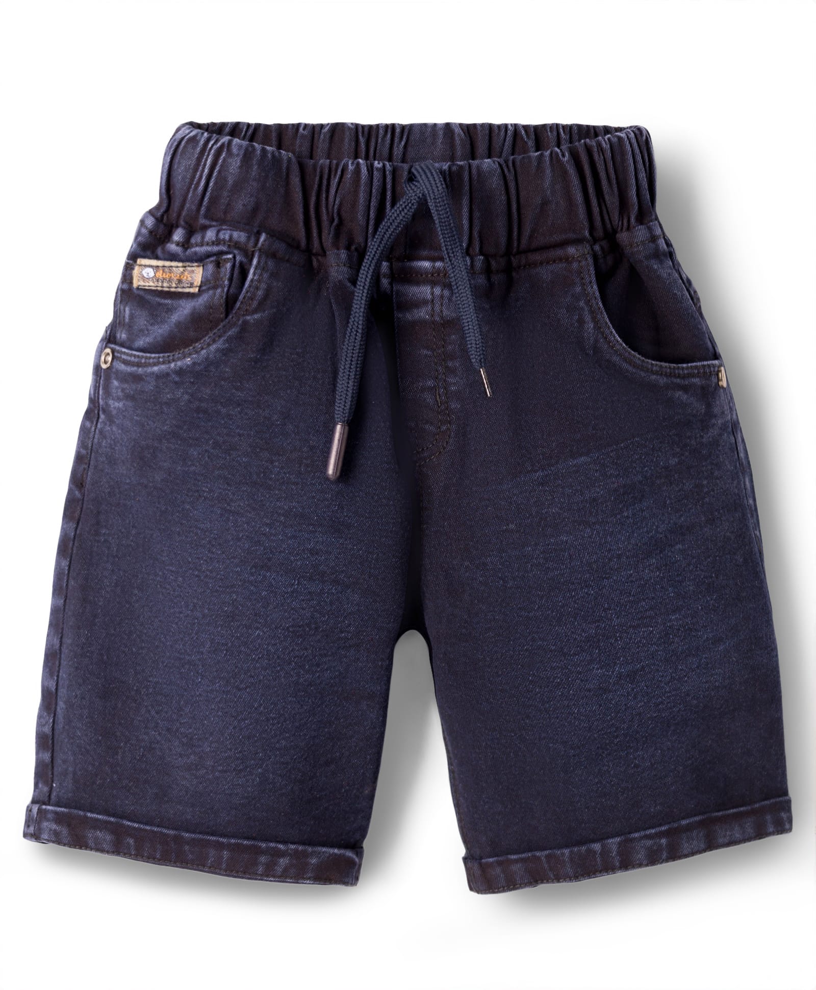 Olio Kids Knit Above Knee Length Washed Denim Shorts with Pockets - Light Blue-image-42