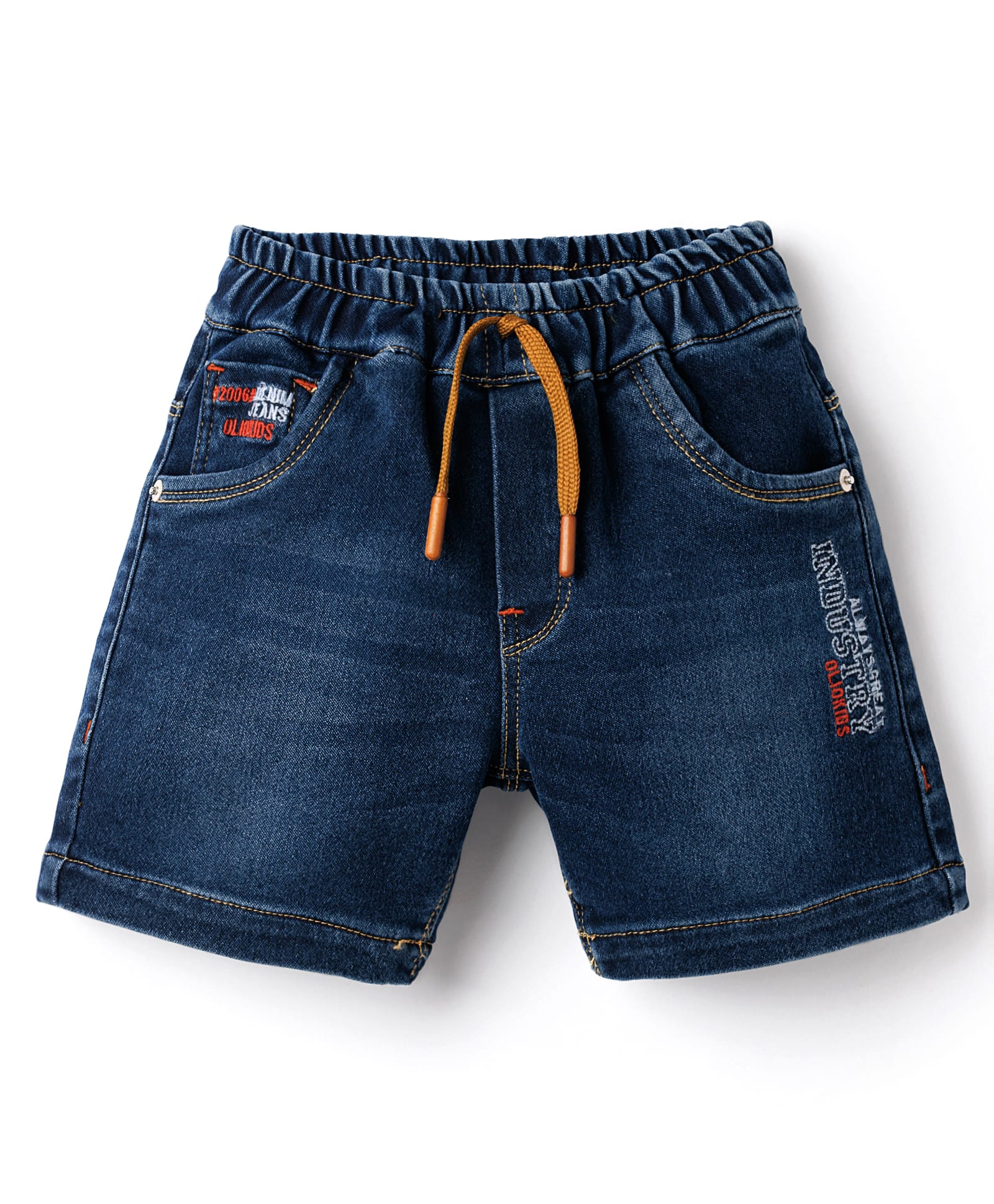Olio Kids Knit Above Knee Length Solid Denim Shorts - Light Blue-image-40
