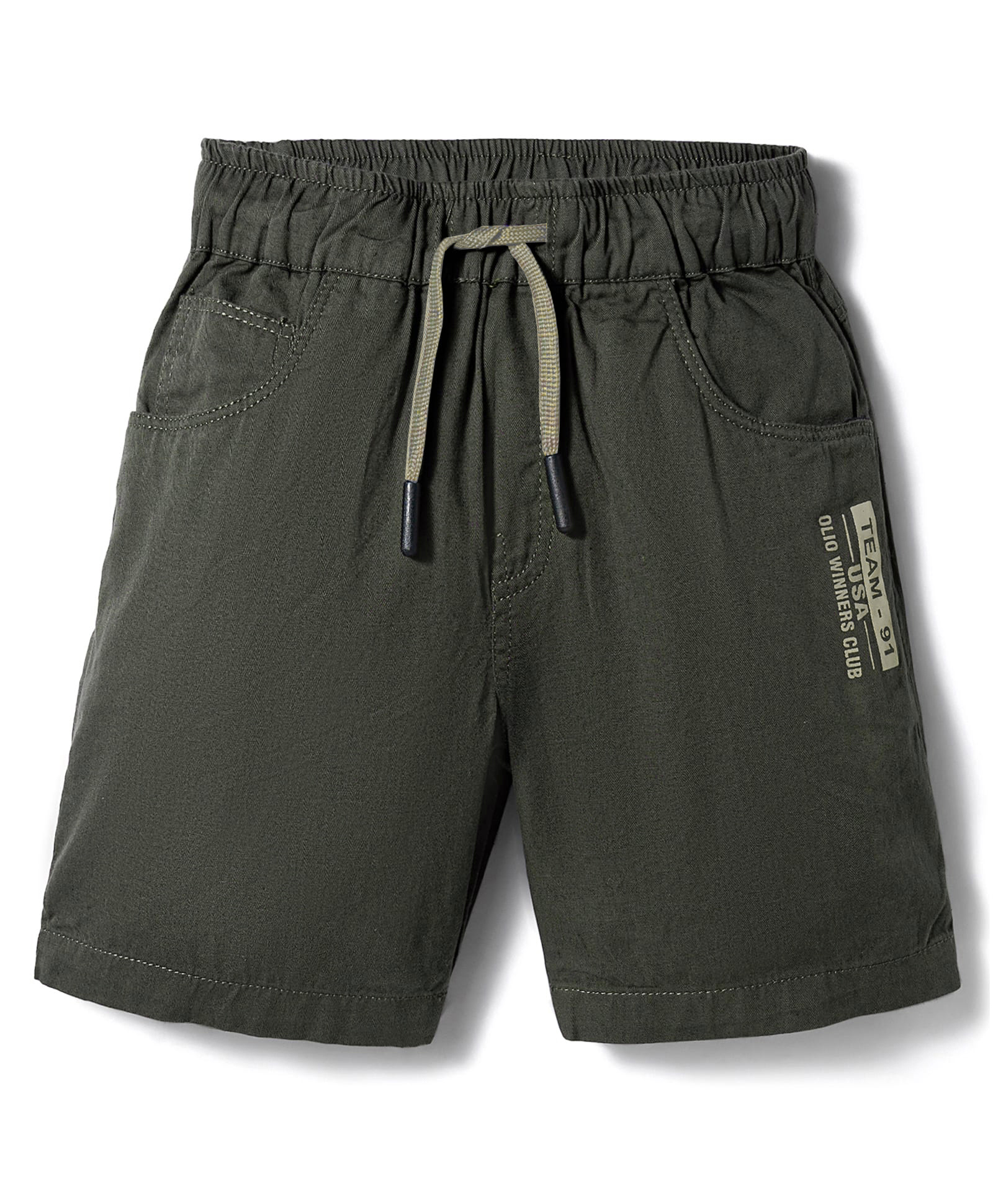 Olio Kids Cotton Woven Above Knee Length Shorts With Text Print - Grey-picture-26