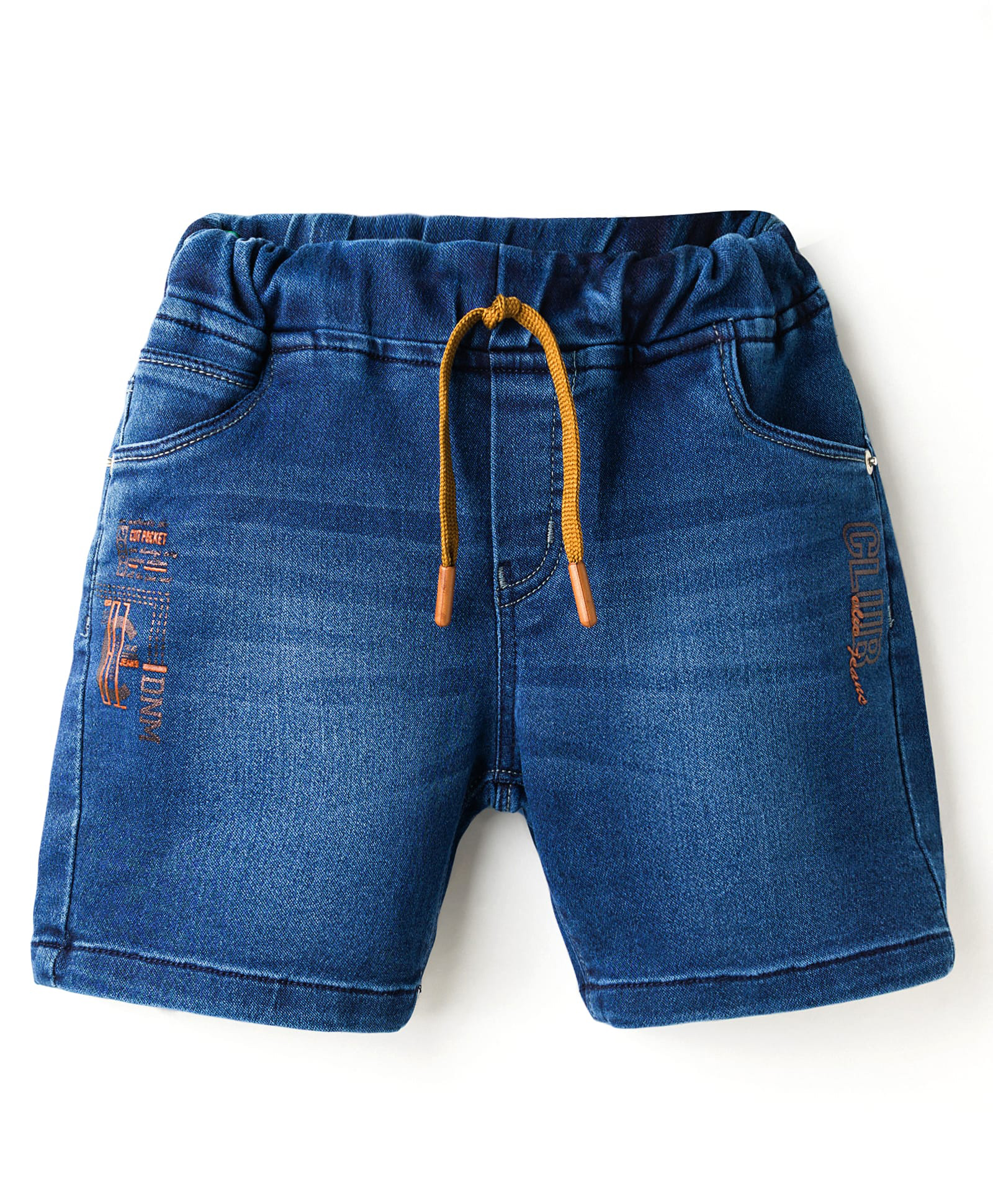 Olio Kids Knit Above Knee Length Denim Shorts With Text Print - Navy Blue-picture-23
