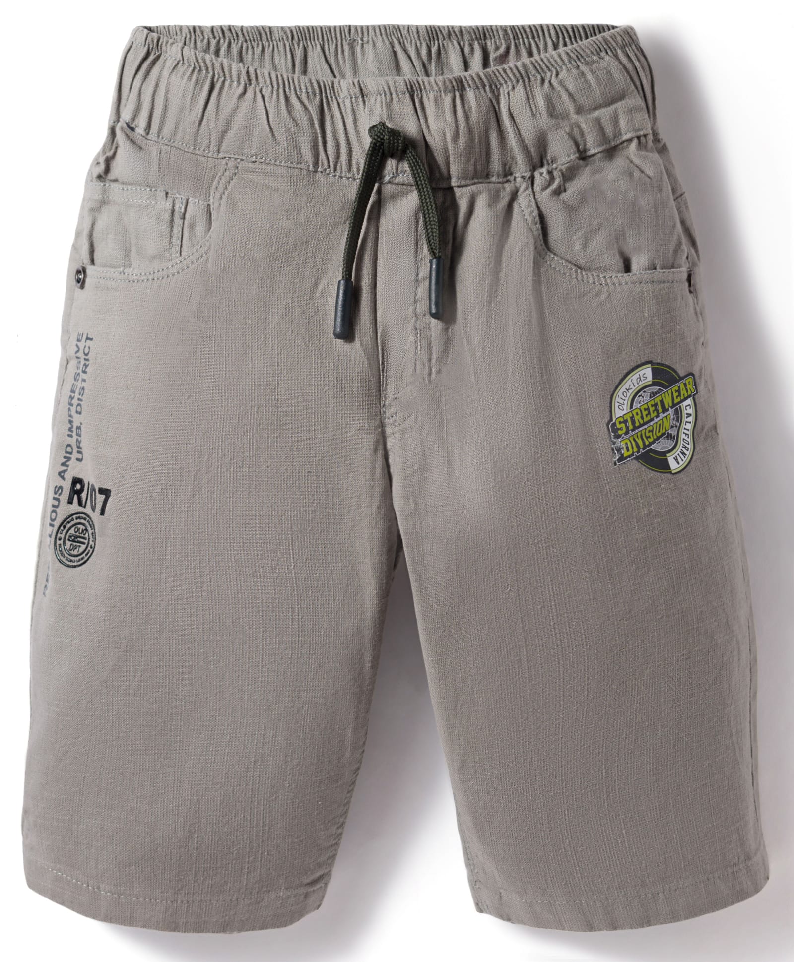 Olio Kids Cotton Woven Above Knee Length Shorts With Text Print - Grey-image-42