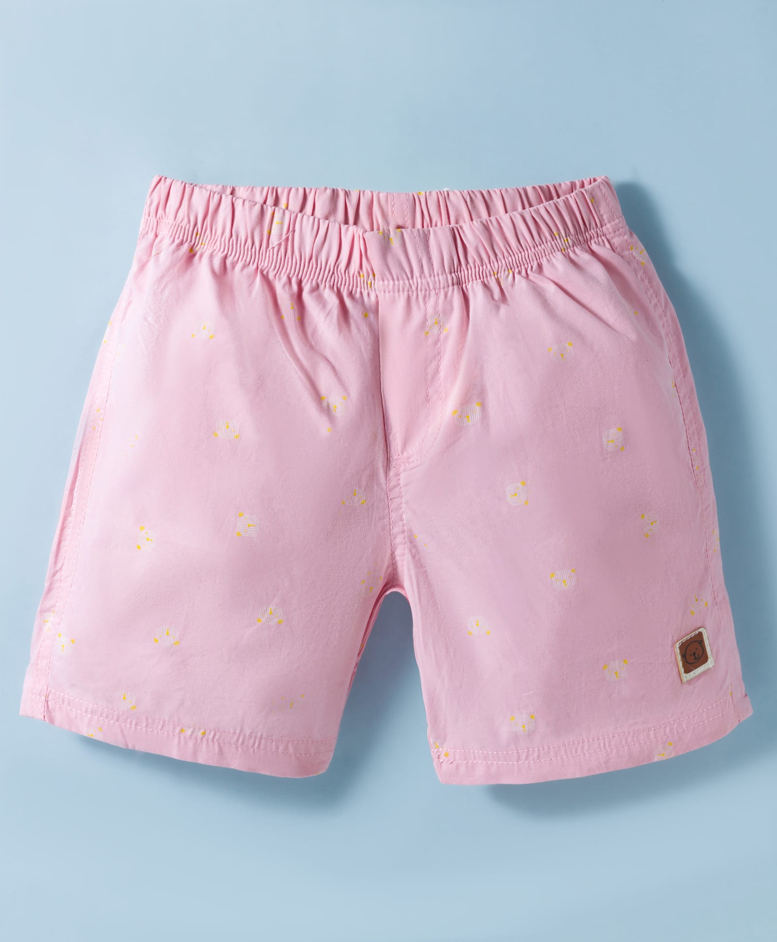Olio Kids Cotton Woven Above Knee Length Solid Colour Shorts - Pink-picture-18