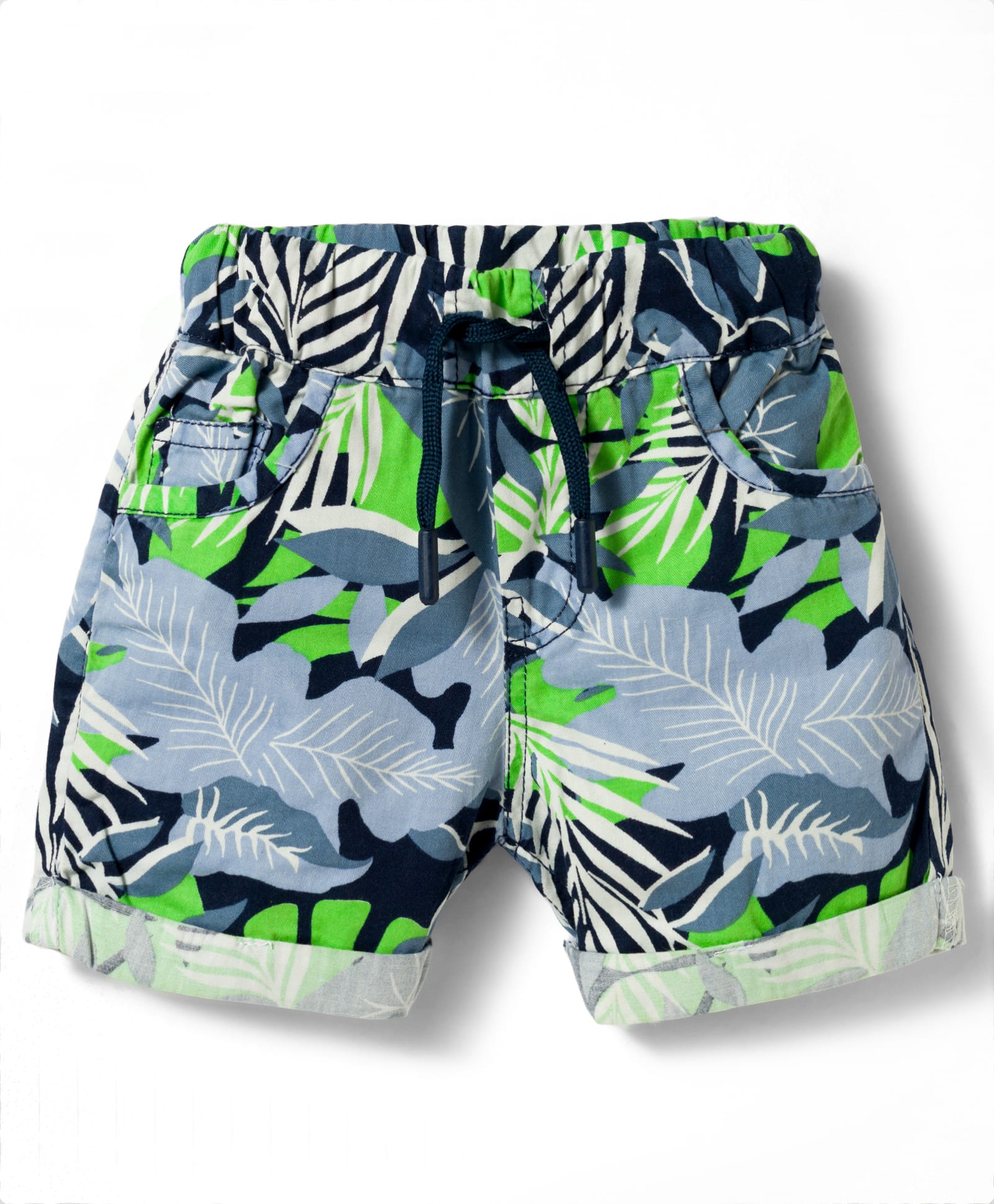 Olio Kids Cotton Woven Above Knee Length Tropical Theme Printed Shorts - Light Blue-picture-13