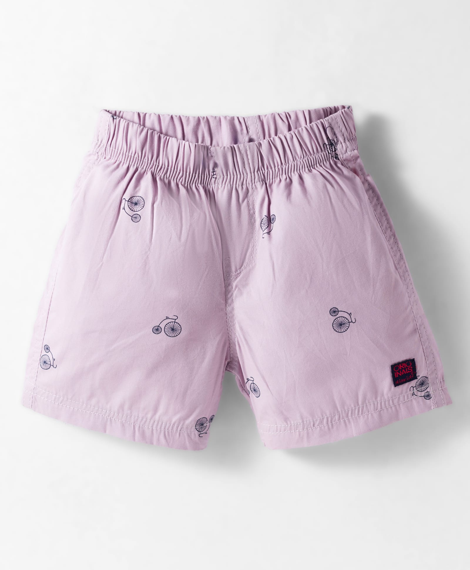 Olio Kids Cotton Woven Above Knee Length Shorts with Cycle Print - Lilac-picture-36