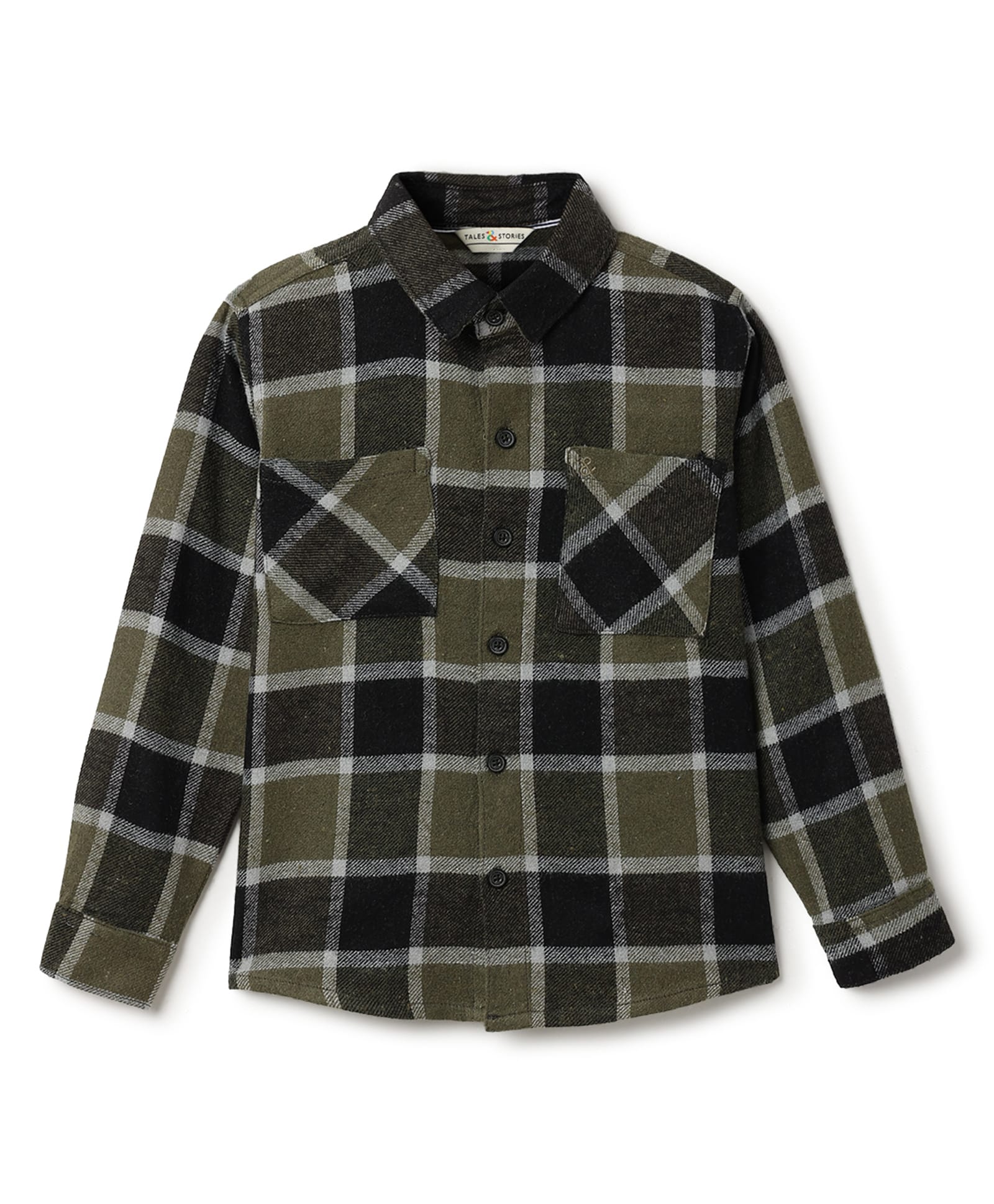 Tales & Stories Cotton Woven Full Sleeves Checked Shirt - Green-picture-37