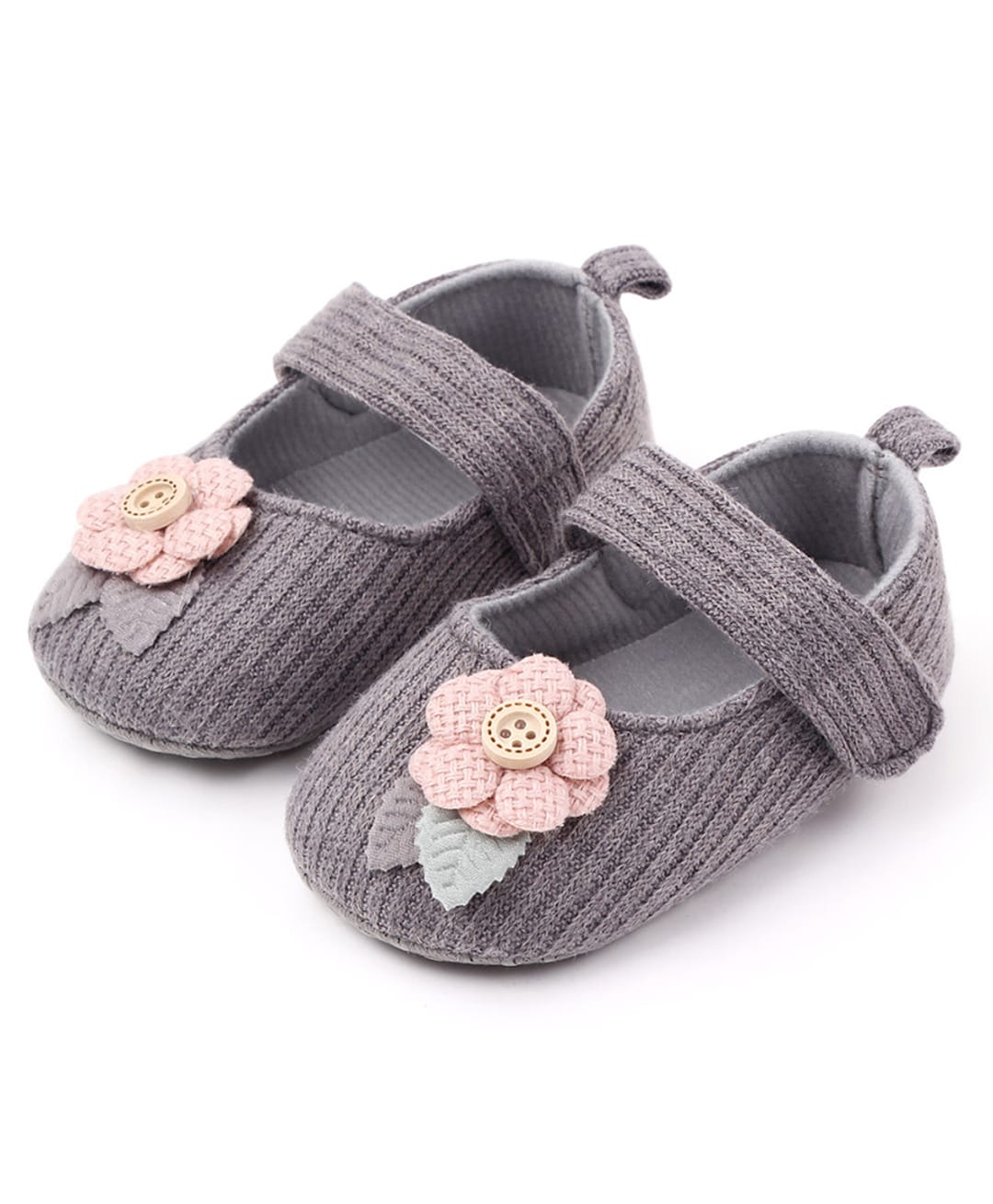 KIDLINGSS Flower Applique Detailed Velcro Closure Booties - Grey-picture-25