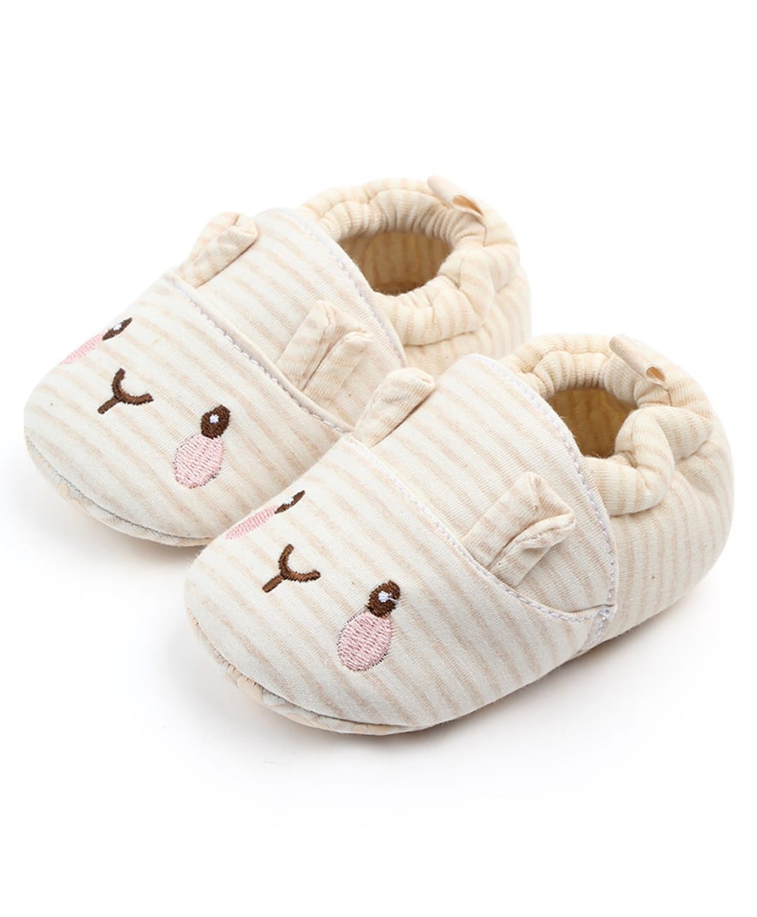 KIDLINGSS Striped Face Embroidered Slip On Booties - Beige-picture-19