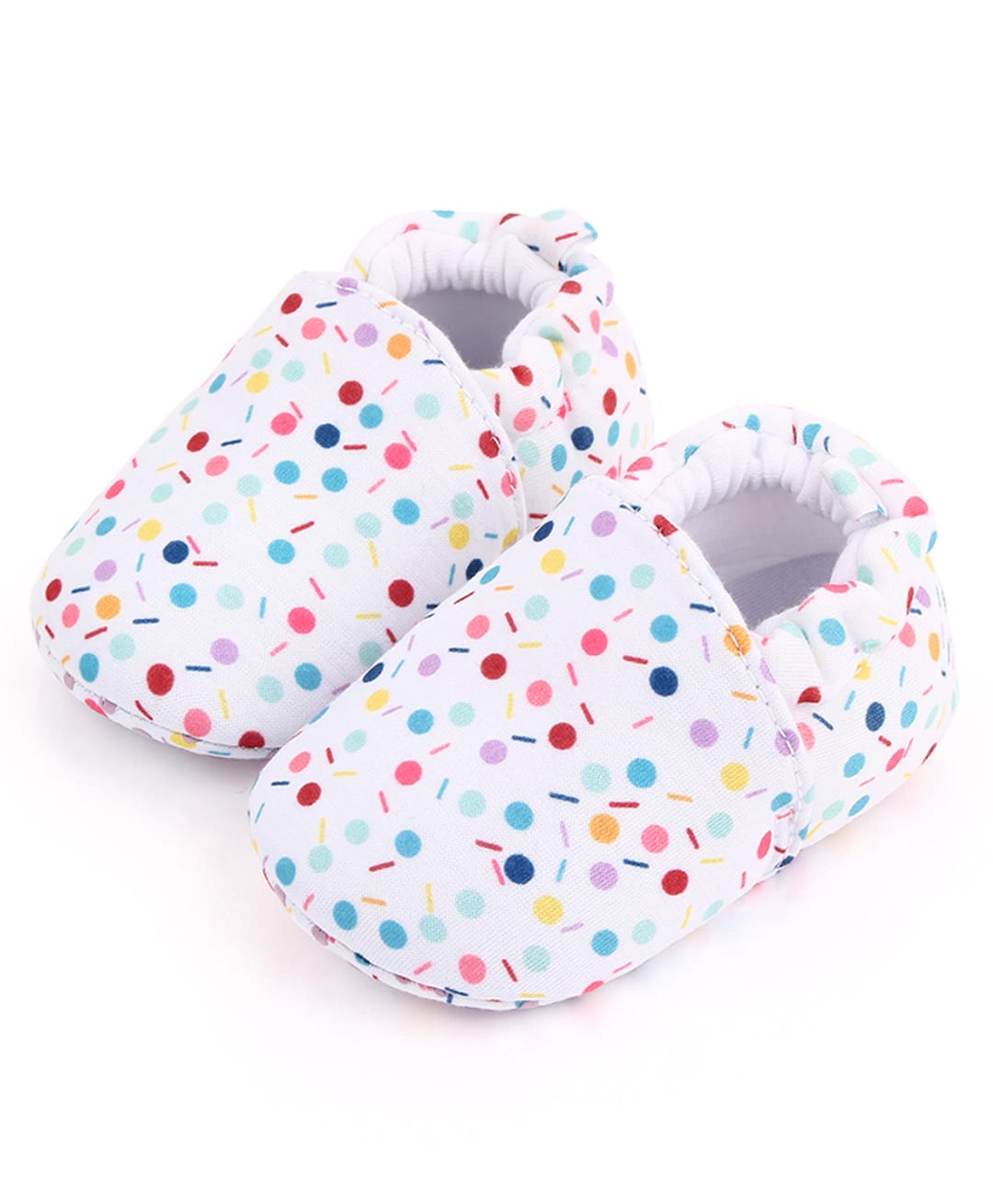 KIDLINGSS Polka Dots Printed Slip On Booties - White-image-38