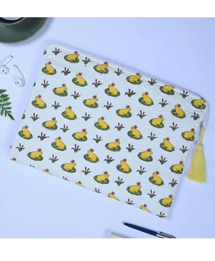 PEXX Cotton Padded Multipurpose Storage Sleeve Organisor Frog Print- Yellow-image-23