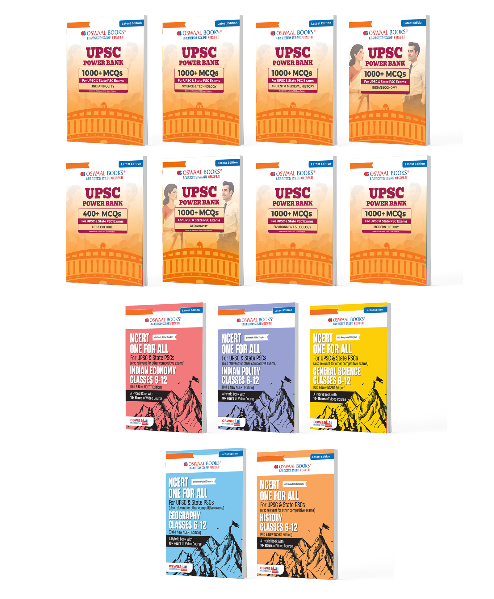 OSWAAL BOOKS UPSC Power Bank & NCERT One for All Set Of 13 Books for Prelims & Mains | 1000+ MCQs, PYQs & NCERT Based Concept Notes | History, Polity, Geography, Economy, Science | Latest 2026 Edition