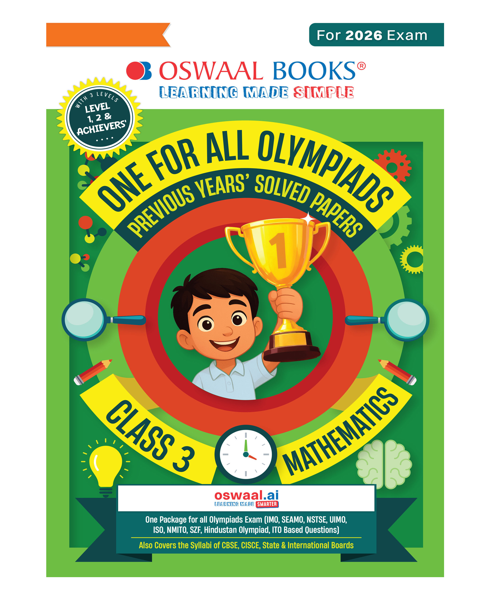 OSWAAL BOOKS One for All Olympiads Chapter-wise Previous Years' Solved Papers, Prep-Guide (with Level 1, 2 & Achievers Section) Class 3 Mathematics For 2026 Exam-image-2