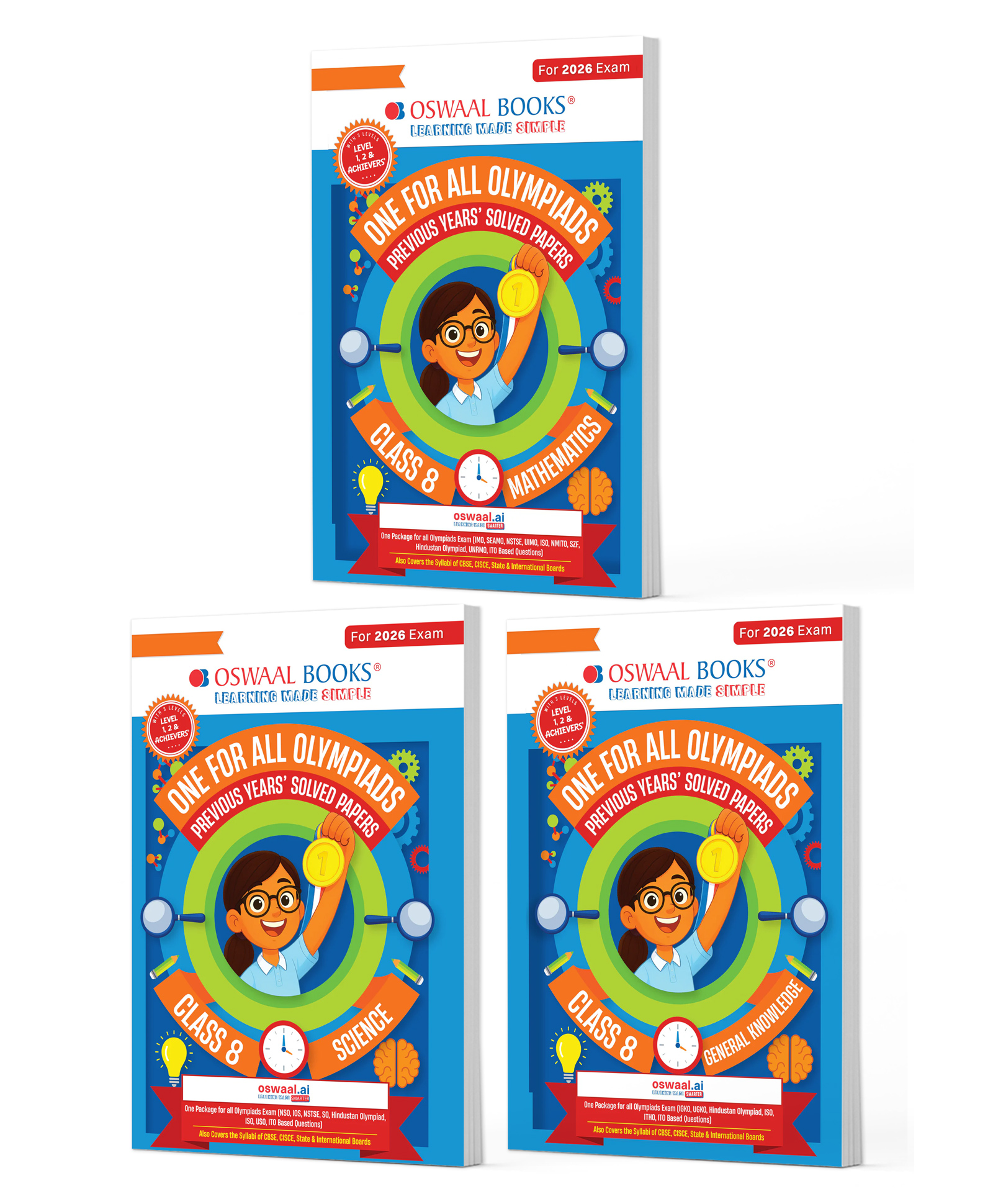 OSWAAL BOOKS One for All Olympiads | Class 8 Maths, Science, GK | Chapter-wise Previous Years' Solved Papers | Prep-Guide With Level 1, 2 & Achievers Section (Set of 3 Books) For 2026 Exam-image-19