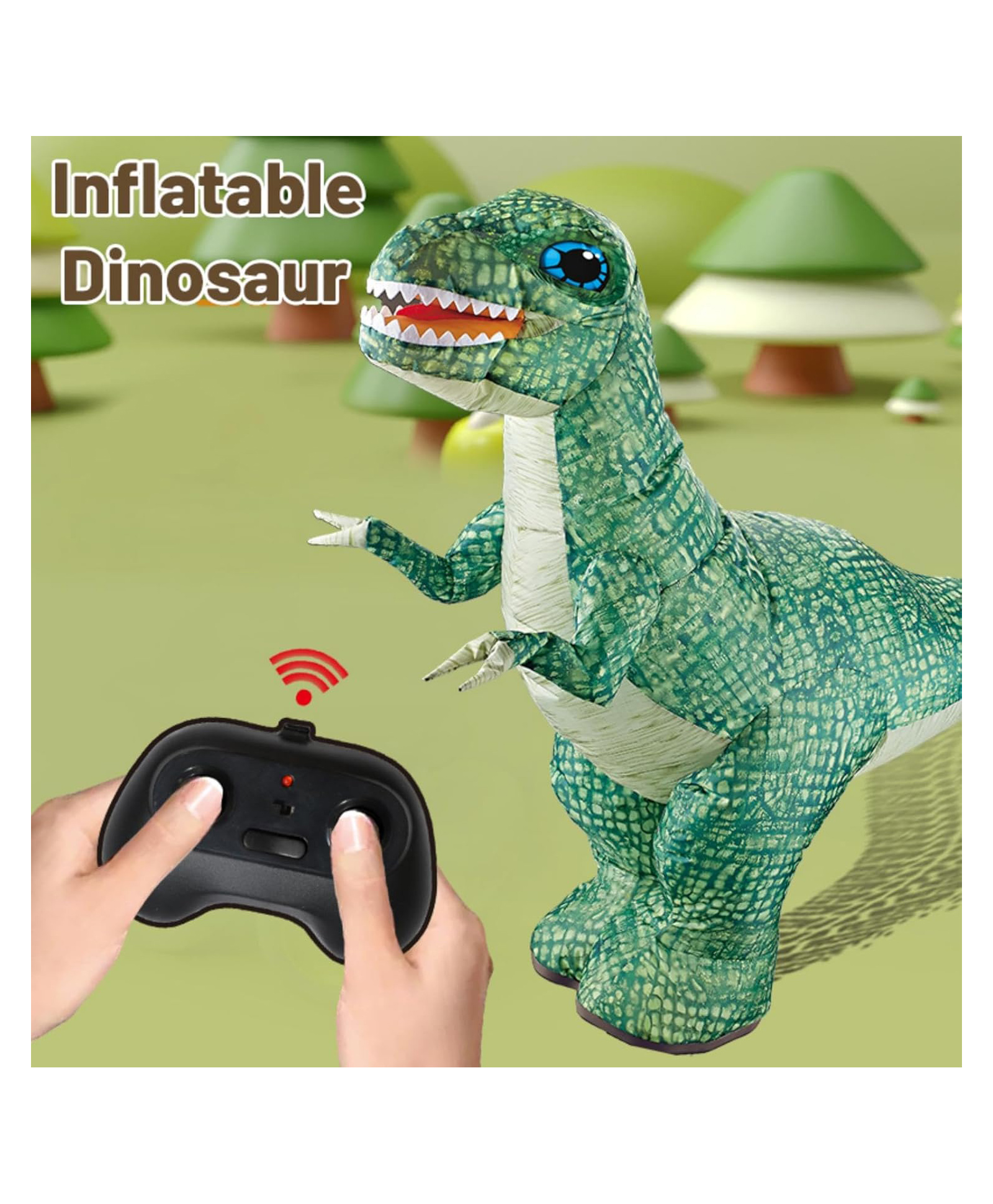 Sanjary Electric Inflatable Remote Control Dinosaur Large Children's Toy Playground Fully Automatic Four Way Remote Control Dinosaur for kids color design may vary-image-45