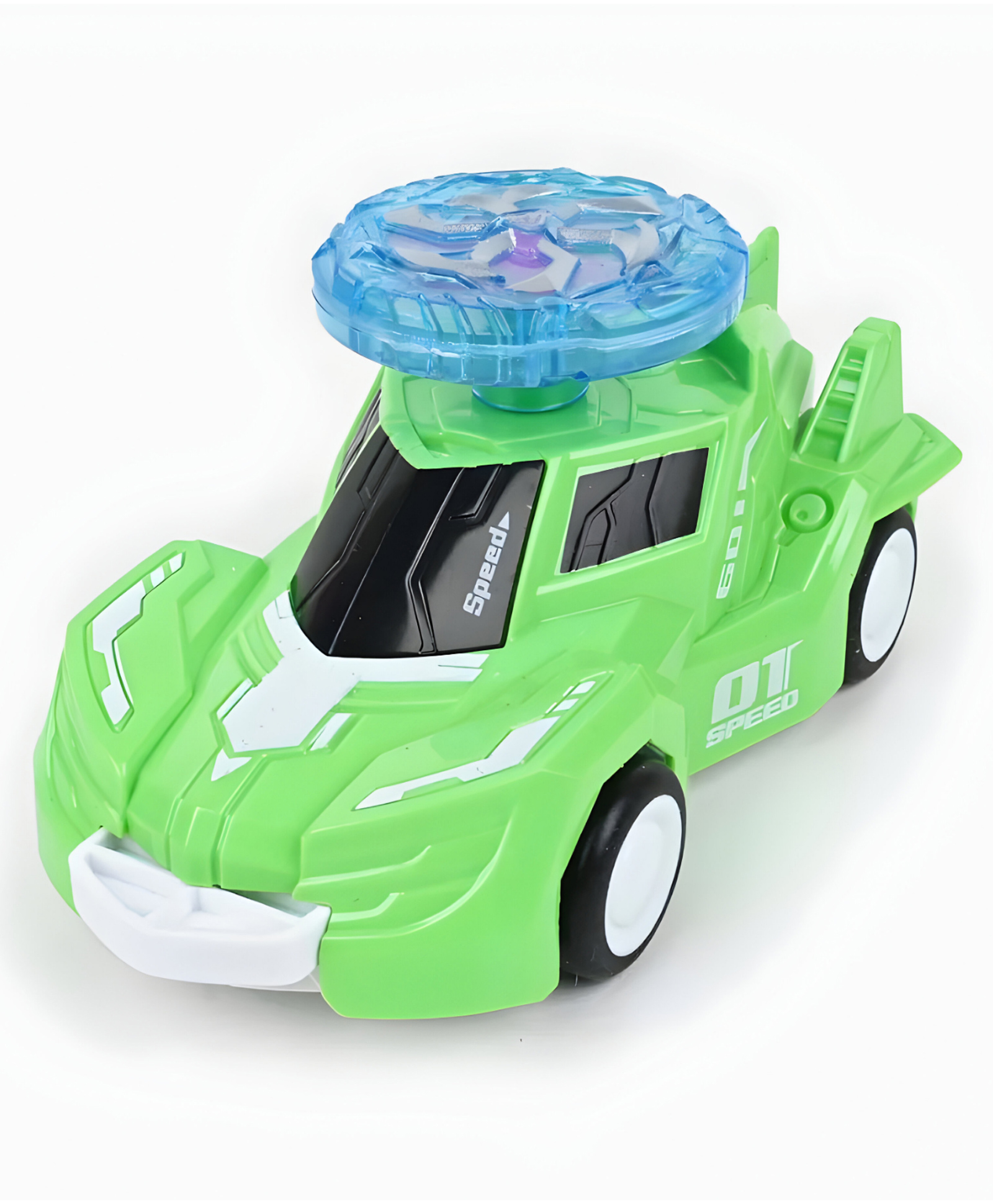 NEGOCIO Speed Friction Powered Rotary Gyro Car with Flying Disc Shooter - Pull Back & Launch Toy Car for Kids- PACK OF 1- COLOR MAY VARY-image-5