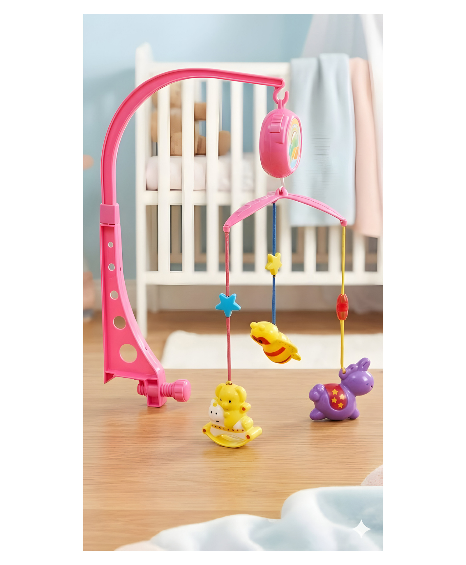 NEGOCIO Musical Animal Cot Mobile Set | Durable and Engaging Game for Kids- PACK OF 1- COLOR MAY VARY-image-10