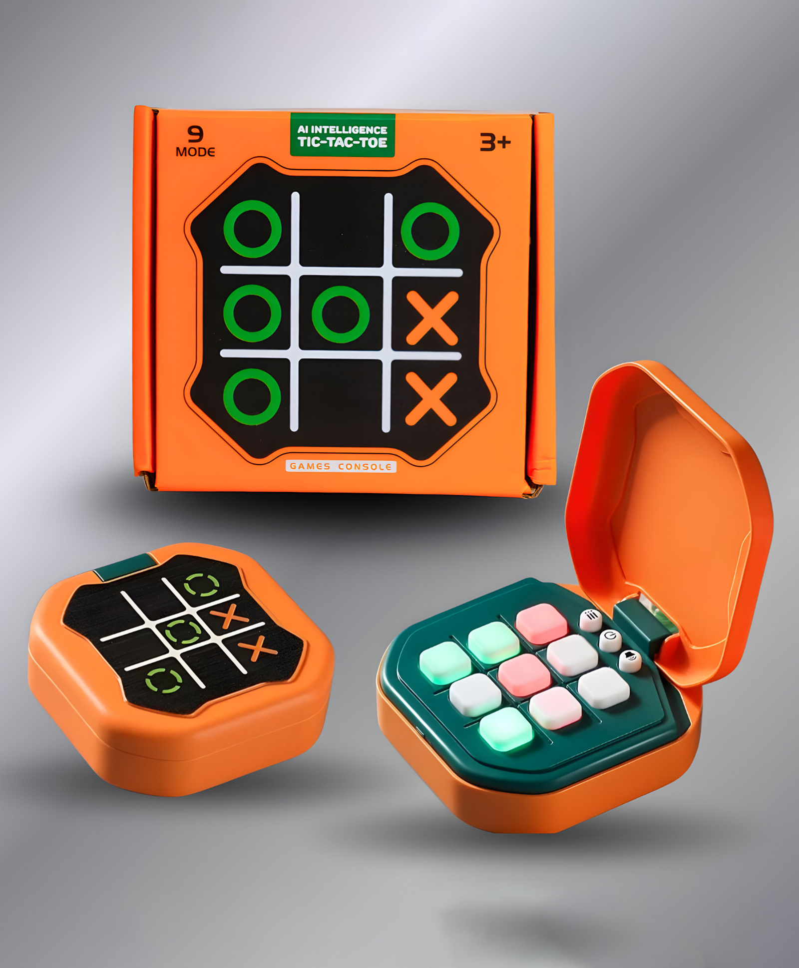 NEGOCIO AI Intelligence Tic Tac Toe | 9 Game Modes | Brain-Boosting Strategy Fun for kids- PACK OF 1- COLOR MAY VARY