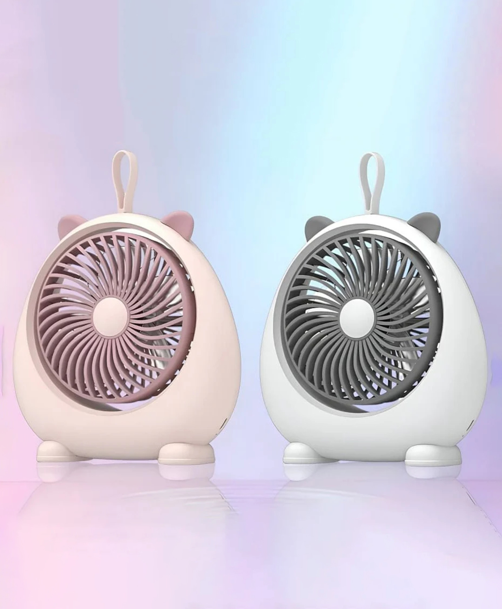 Elecart Mini Desktop Fan USB Rechargeable | Portable Table Cooling Fan for Office, Travel & Makeup | Low Noise Small Desk Fan with Adjustable Speed | Cute Cat Ear Design (Pack of 1, Color May Vary)-image-2